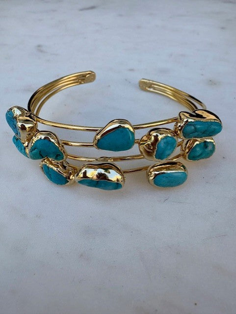 Statement Turquoise Stone Bracelet Cuff