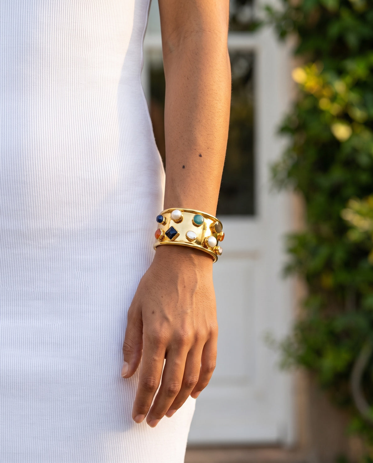 multi gemstone bracelet cuff
