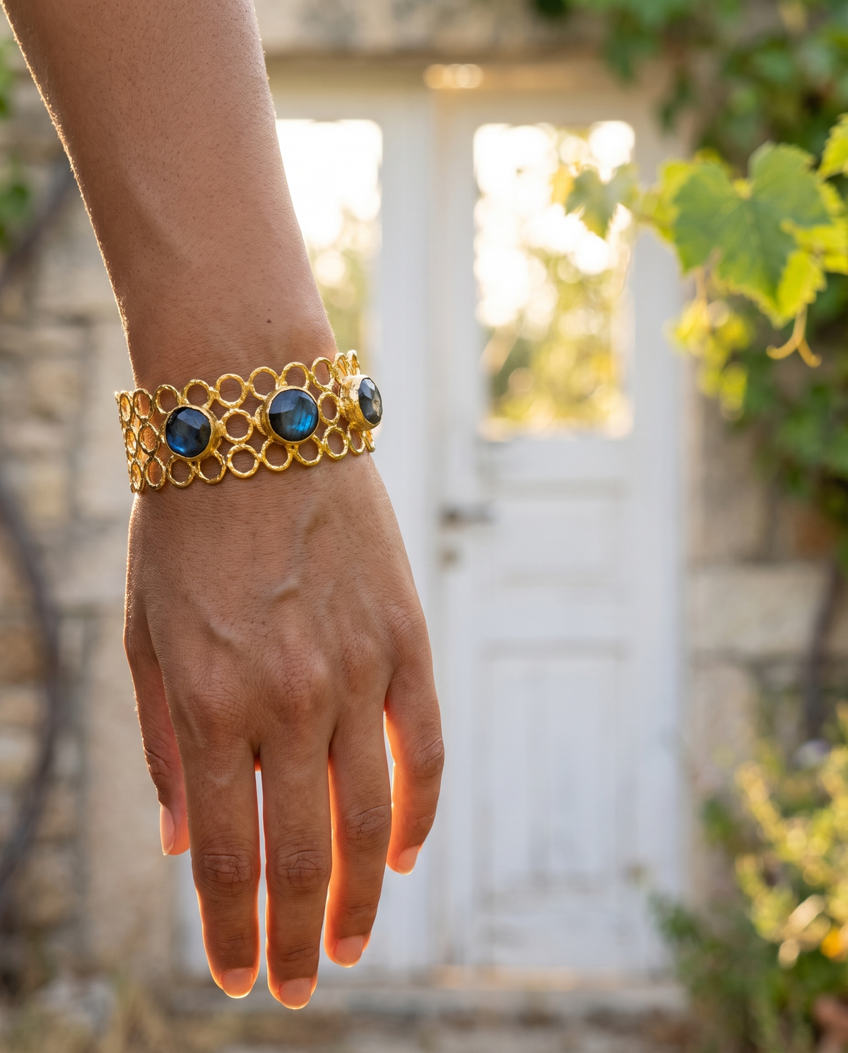 beehive bracelet cuff labradorite