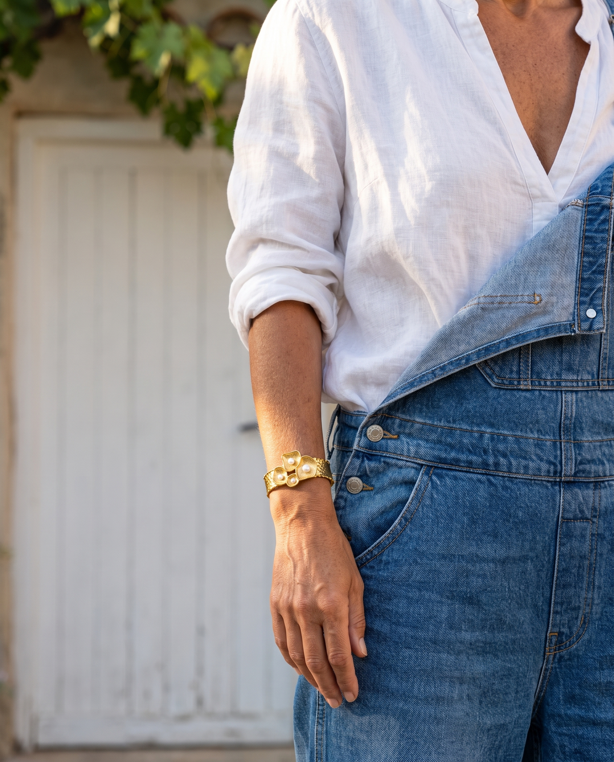 little pearls gold bracelet cuff