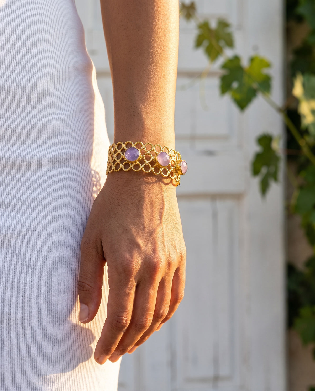 beehive small gemstone bracelet cuff