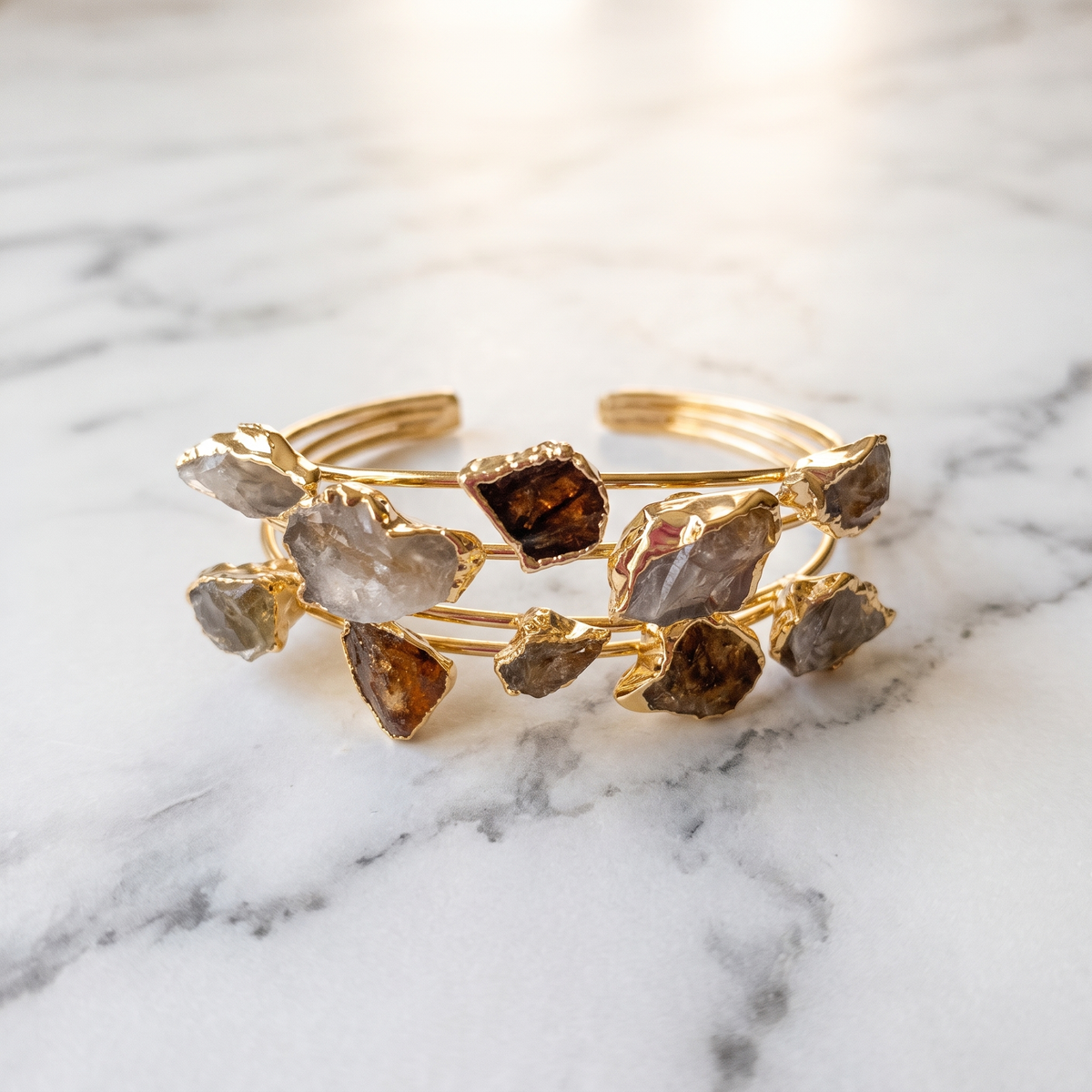 multi natural gemstone bracelet cuff