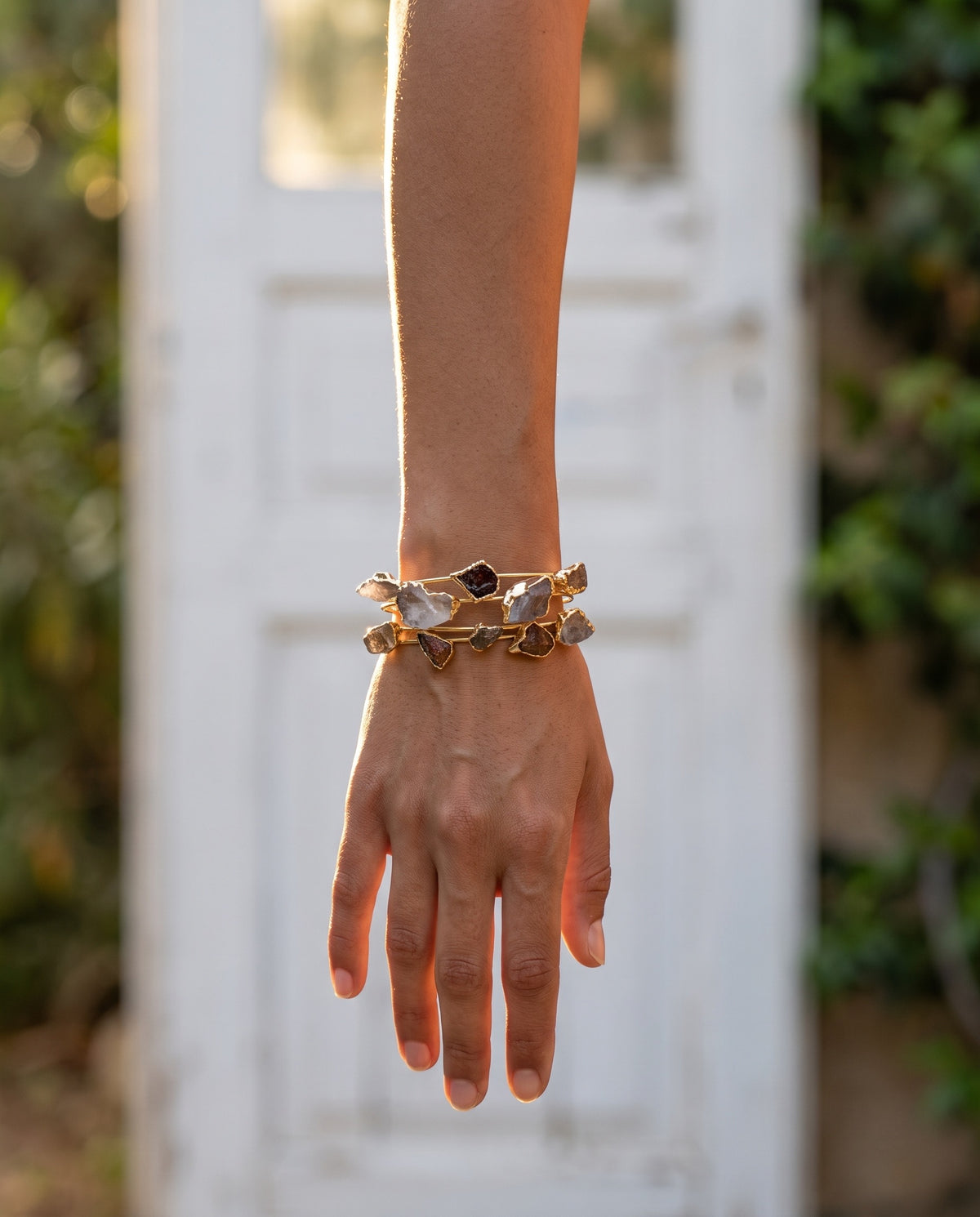 multi natural gemstone bracelet cuff