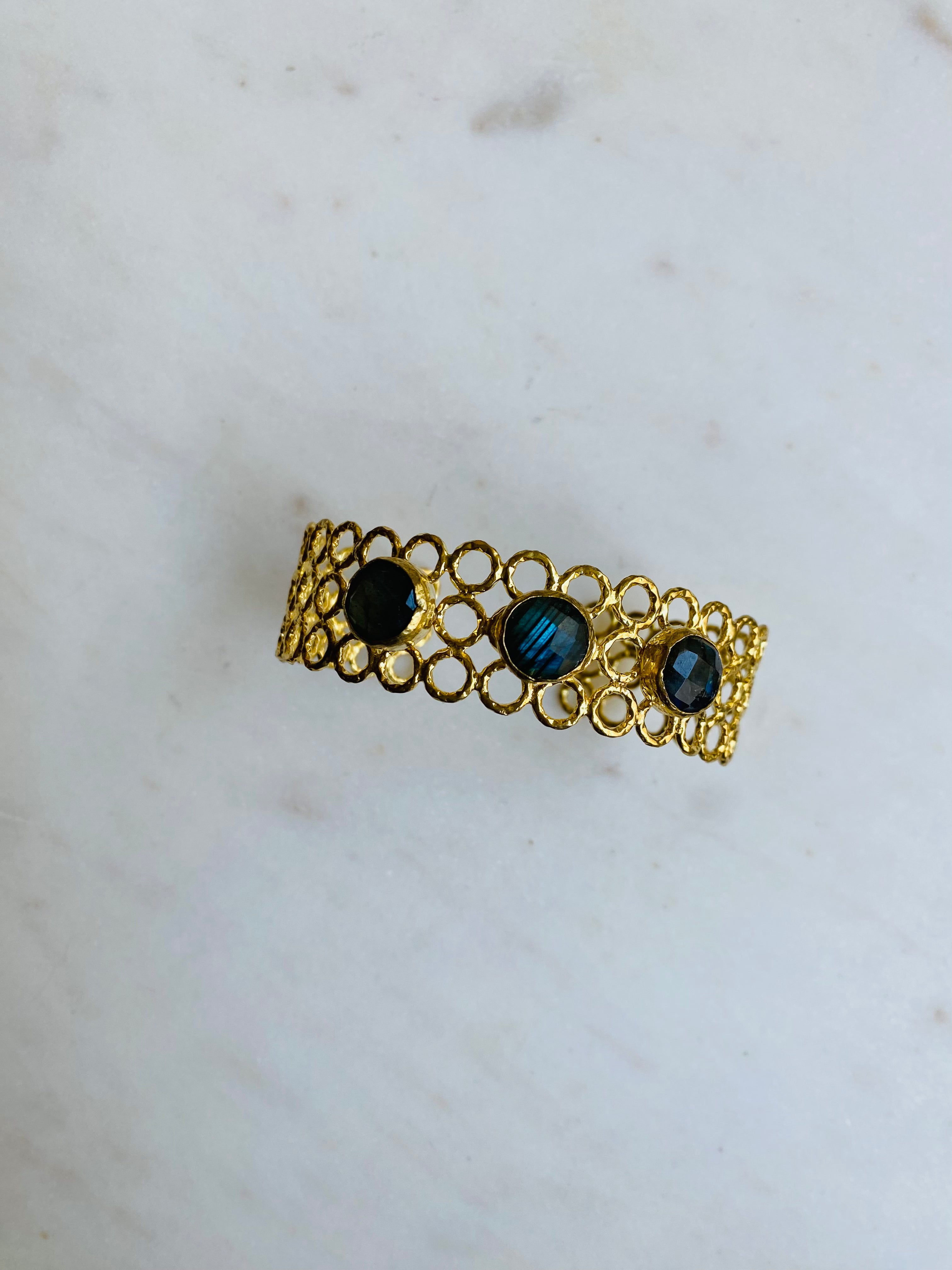 beehive bracelet cuff labradorite