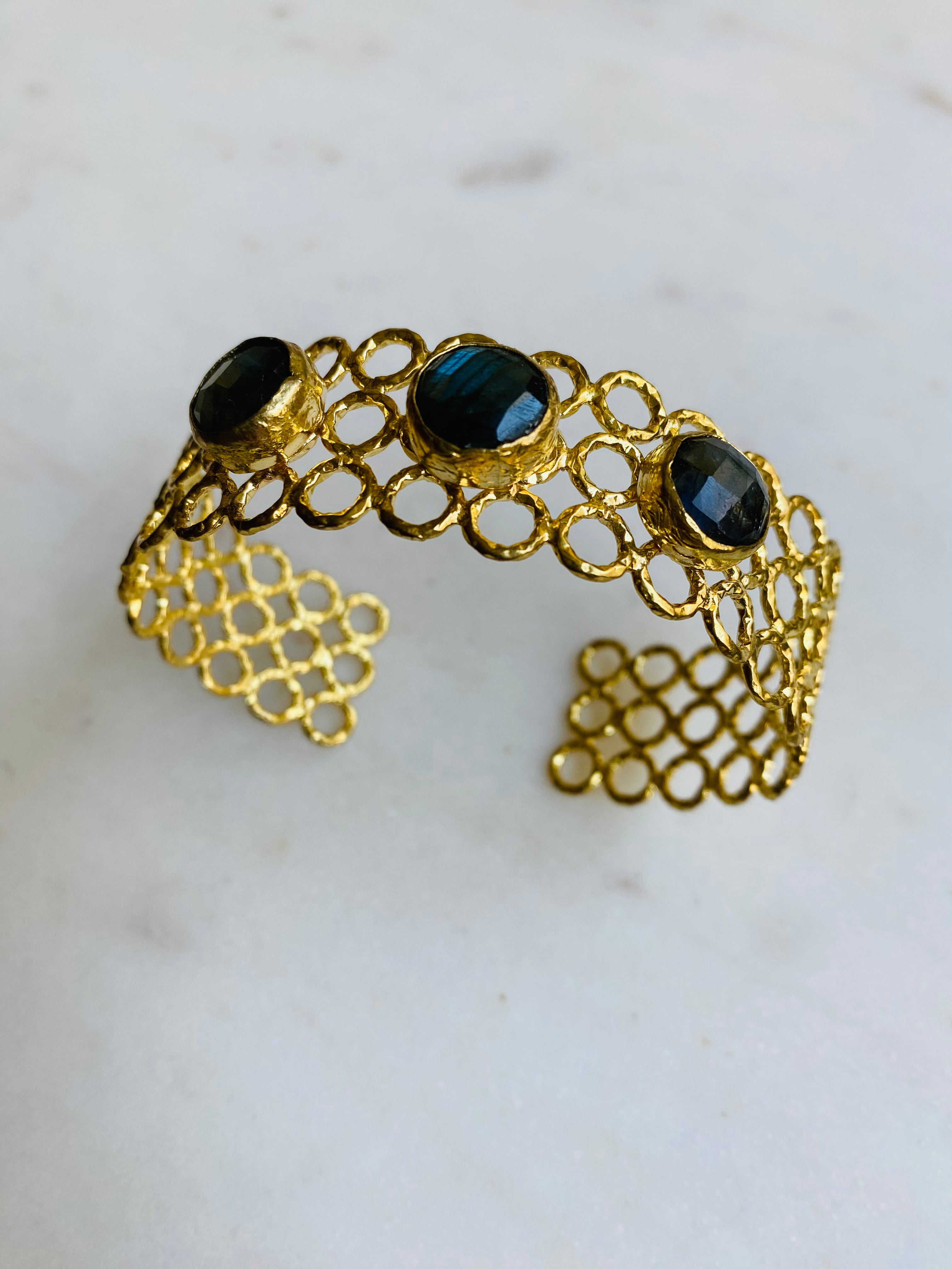 beehive bracelet cuff labradorite