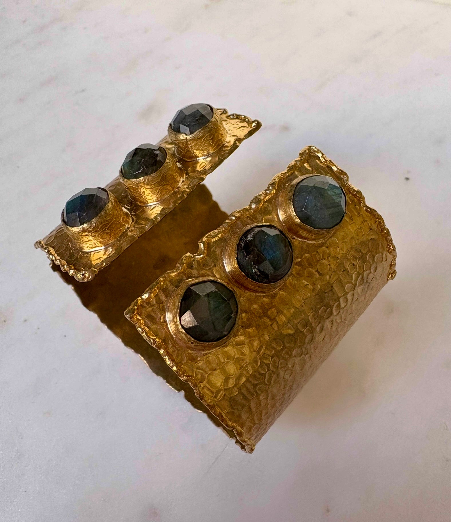 goldhammered multi labradorite gemstone bracelet cuff