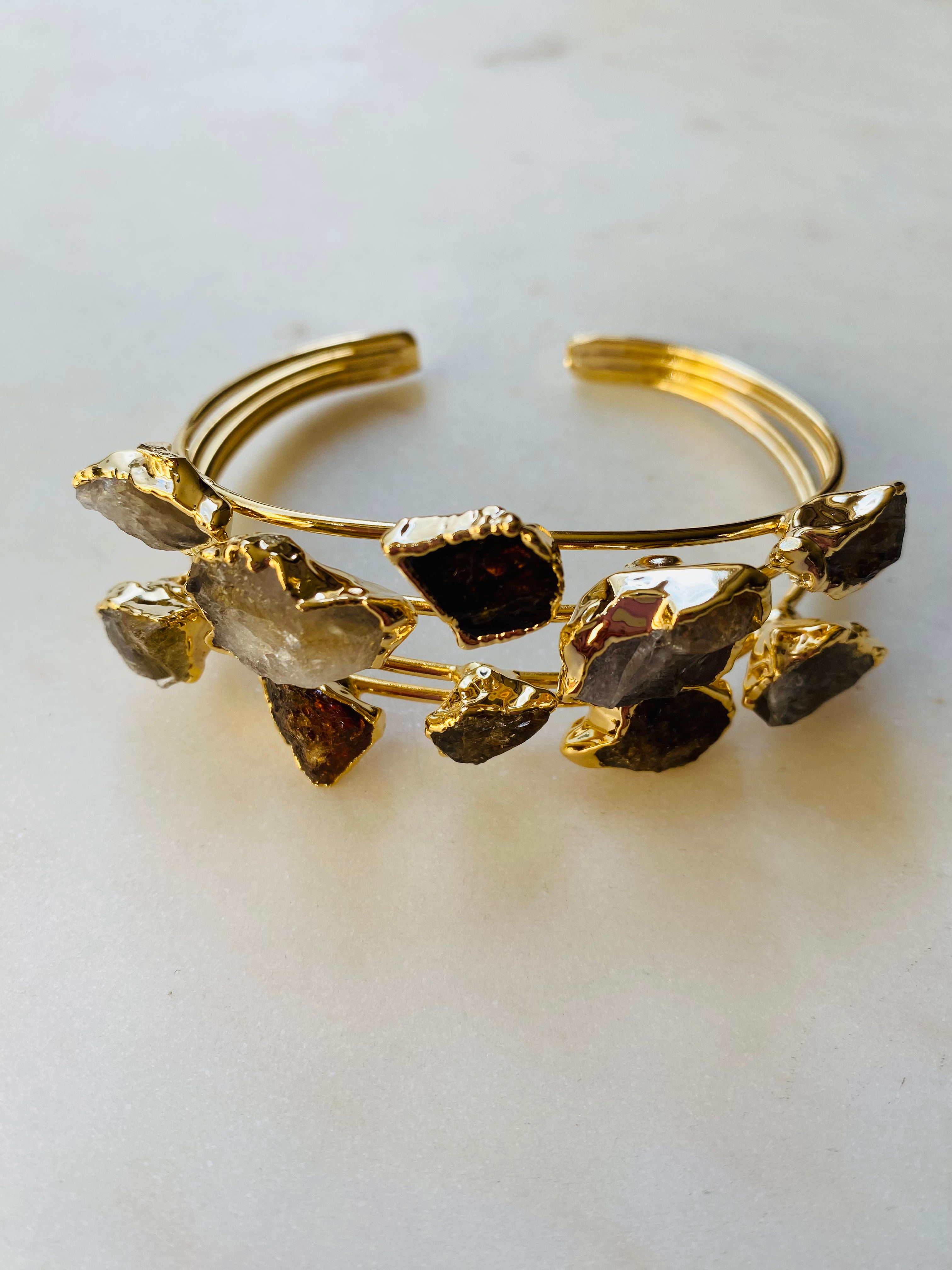multi natural gemstone bracelet cuff