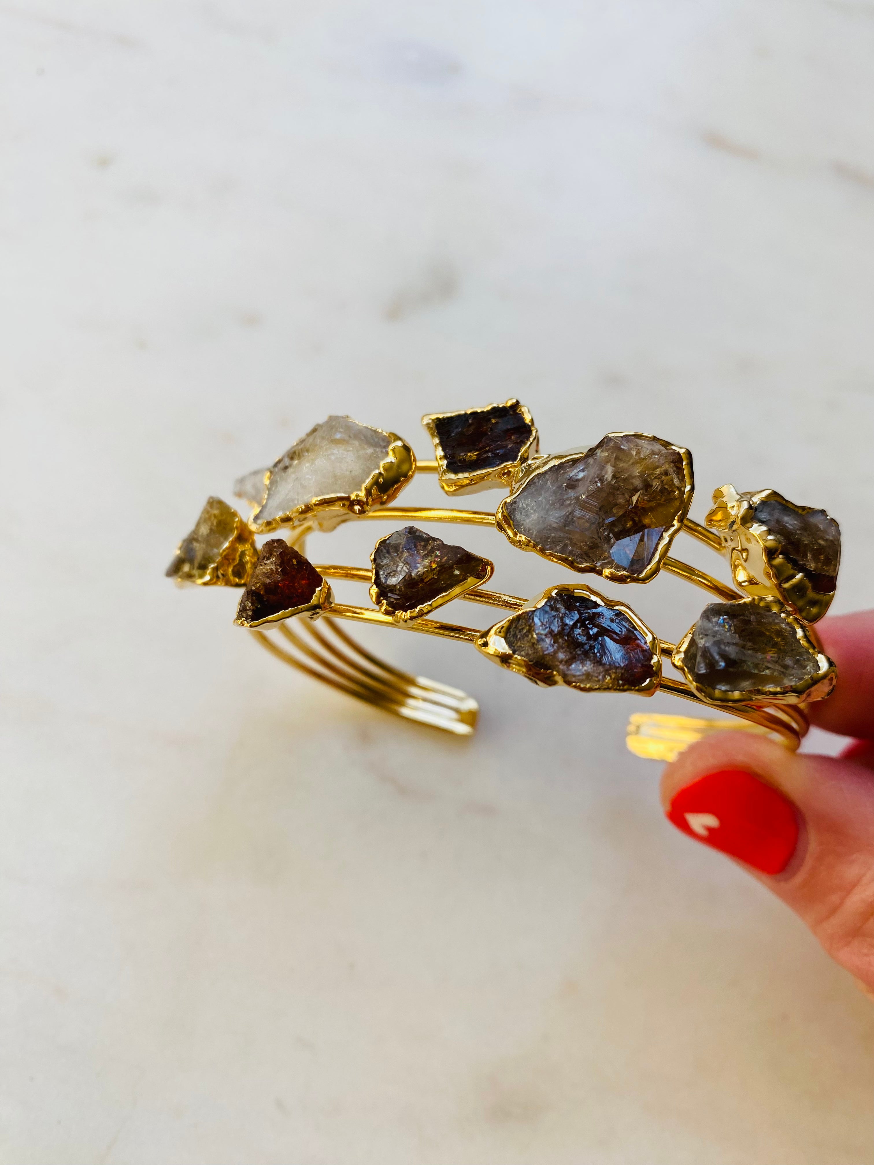 multi natural gemstone bracelet cuff