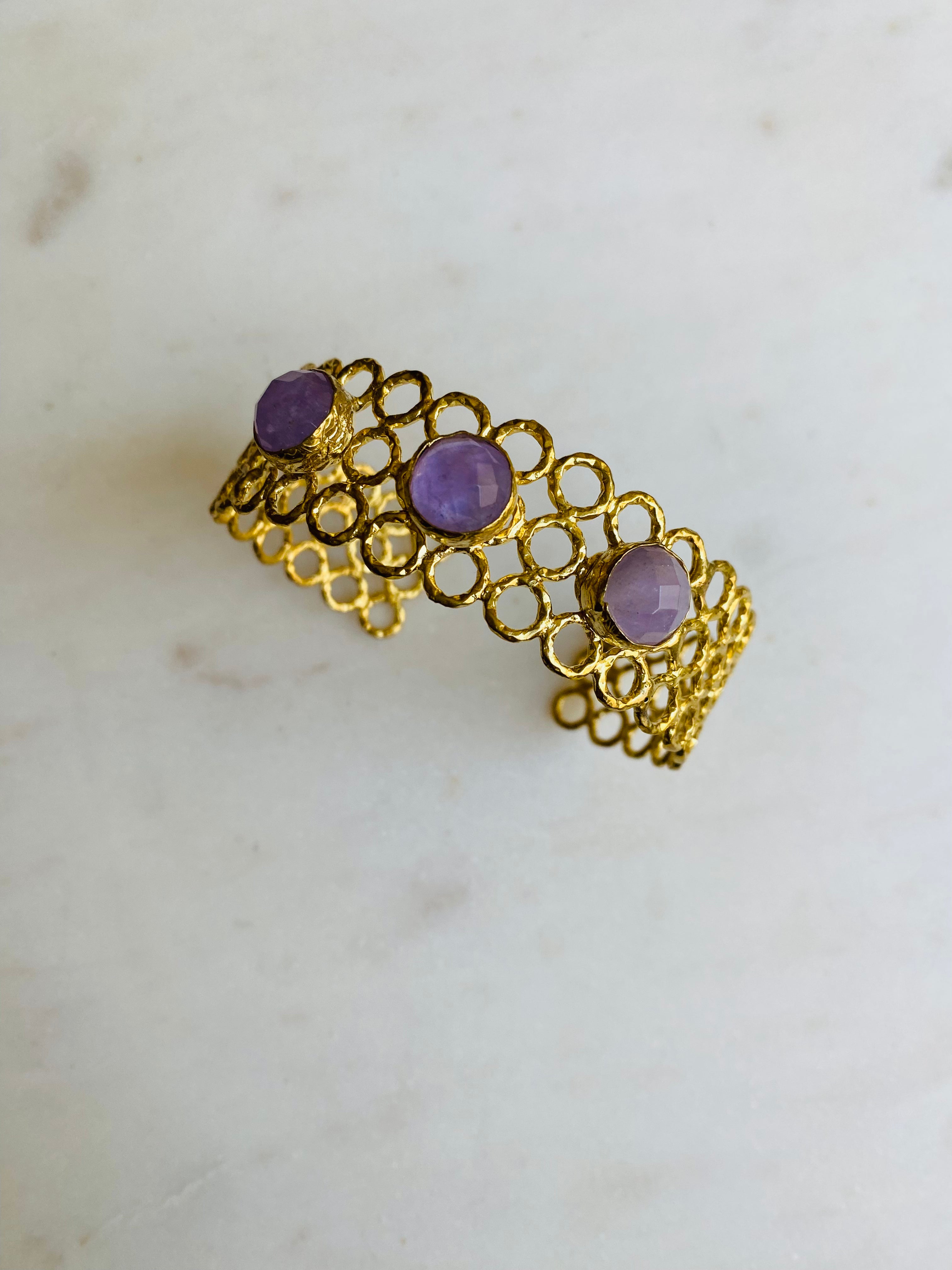 beehive small gemstone bracelet cuff