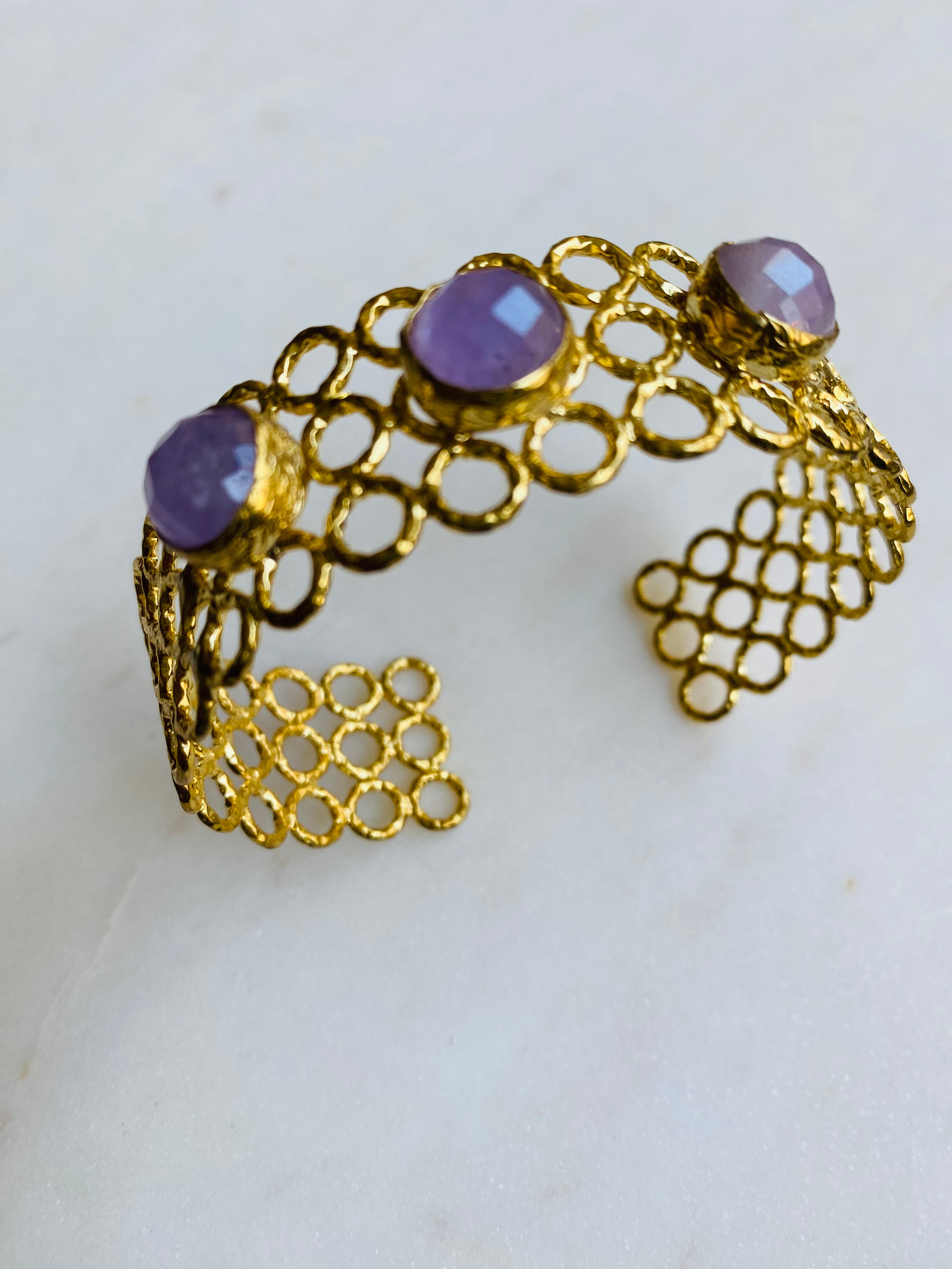 beehive small gemstone bracelet cuff
