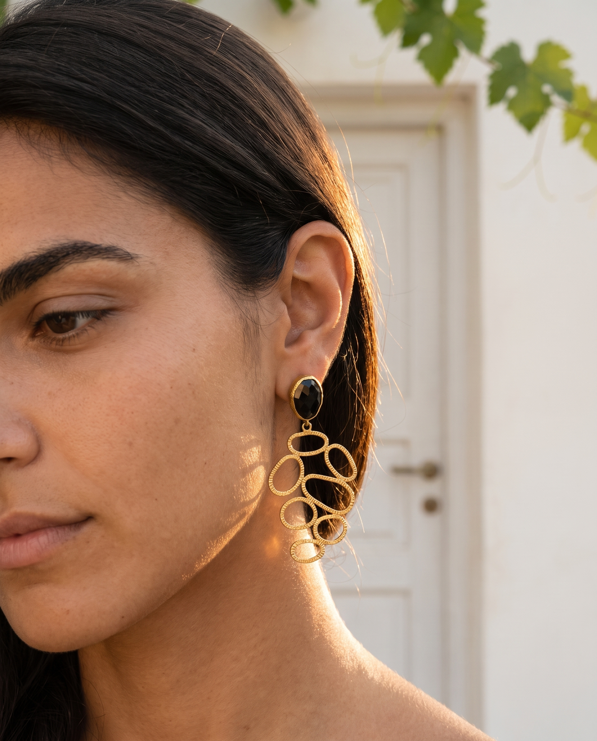 beehive long drop earrings