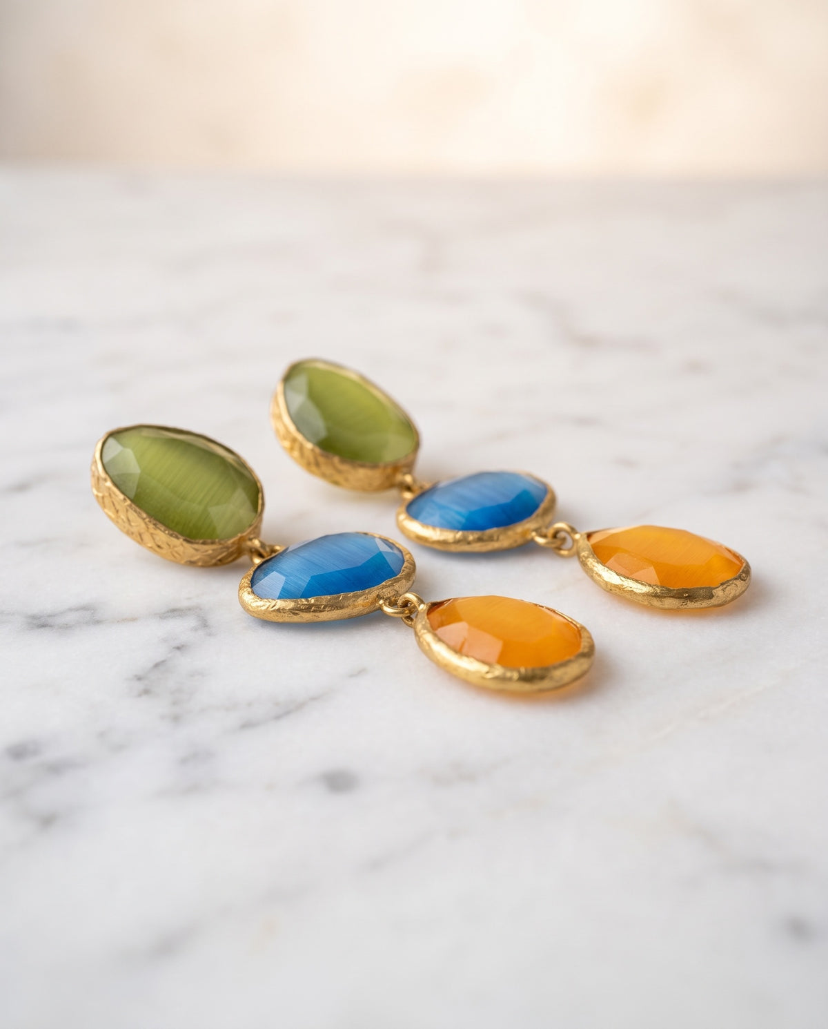 colorful drop gemstone earrings