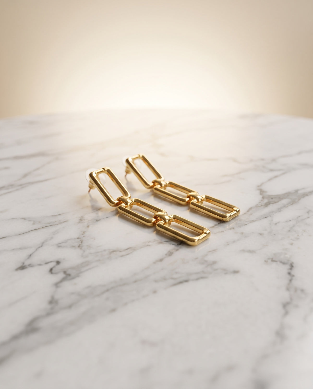 gold chain longdrop earrings