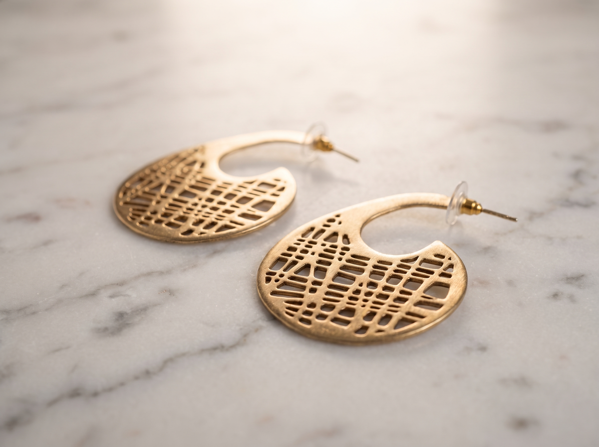 gold sculptural drop earrings