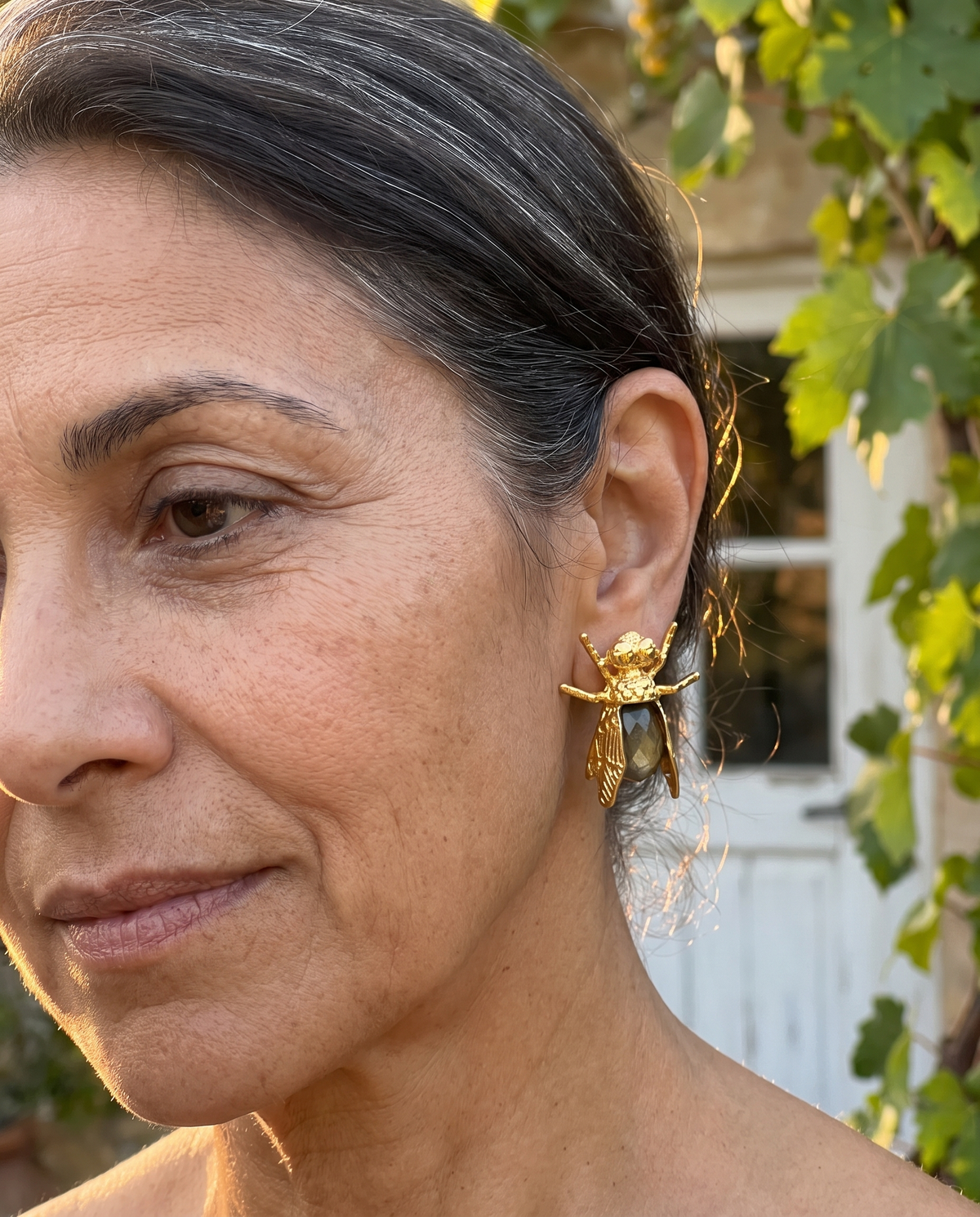 insect gemstone stud earrings