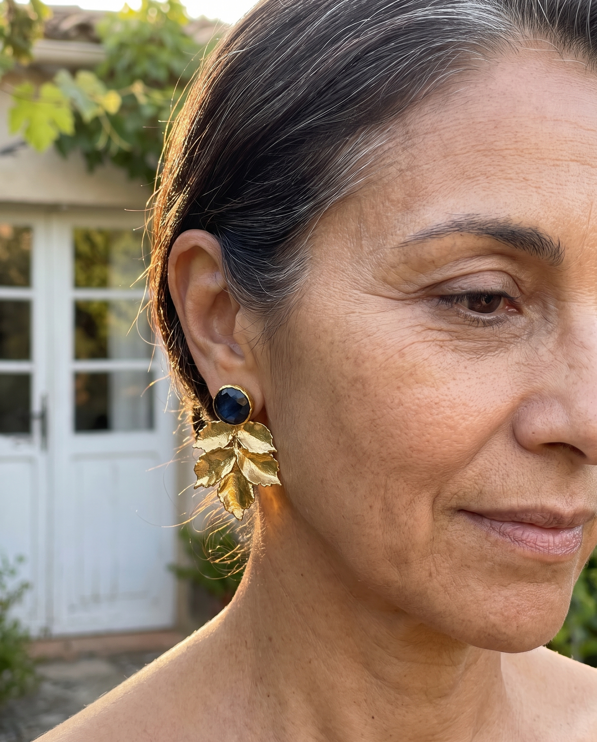 labradorite leaf earrings