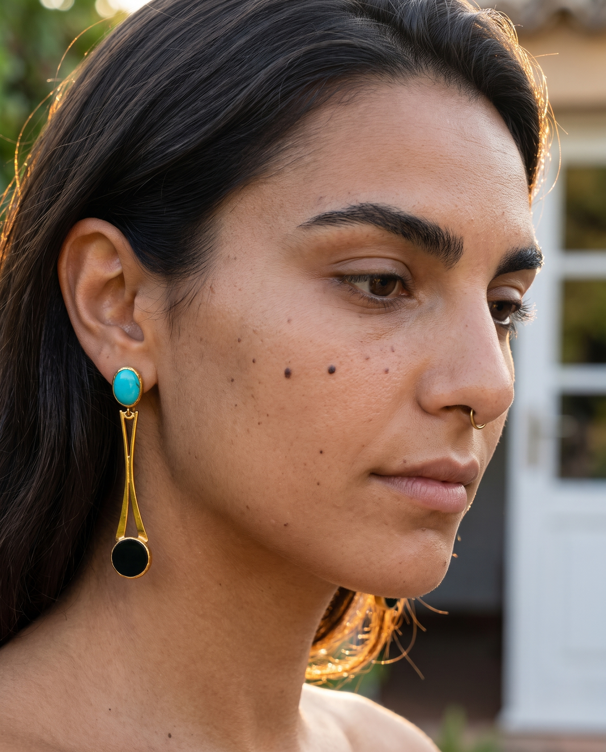 longdrop gemstone earrings