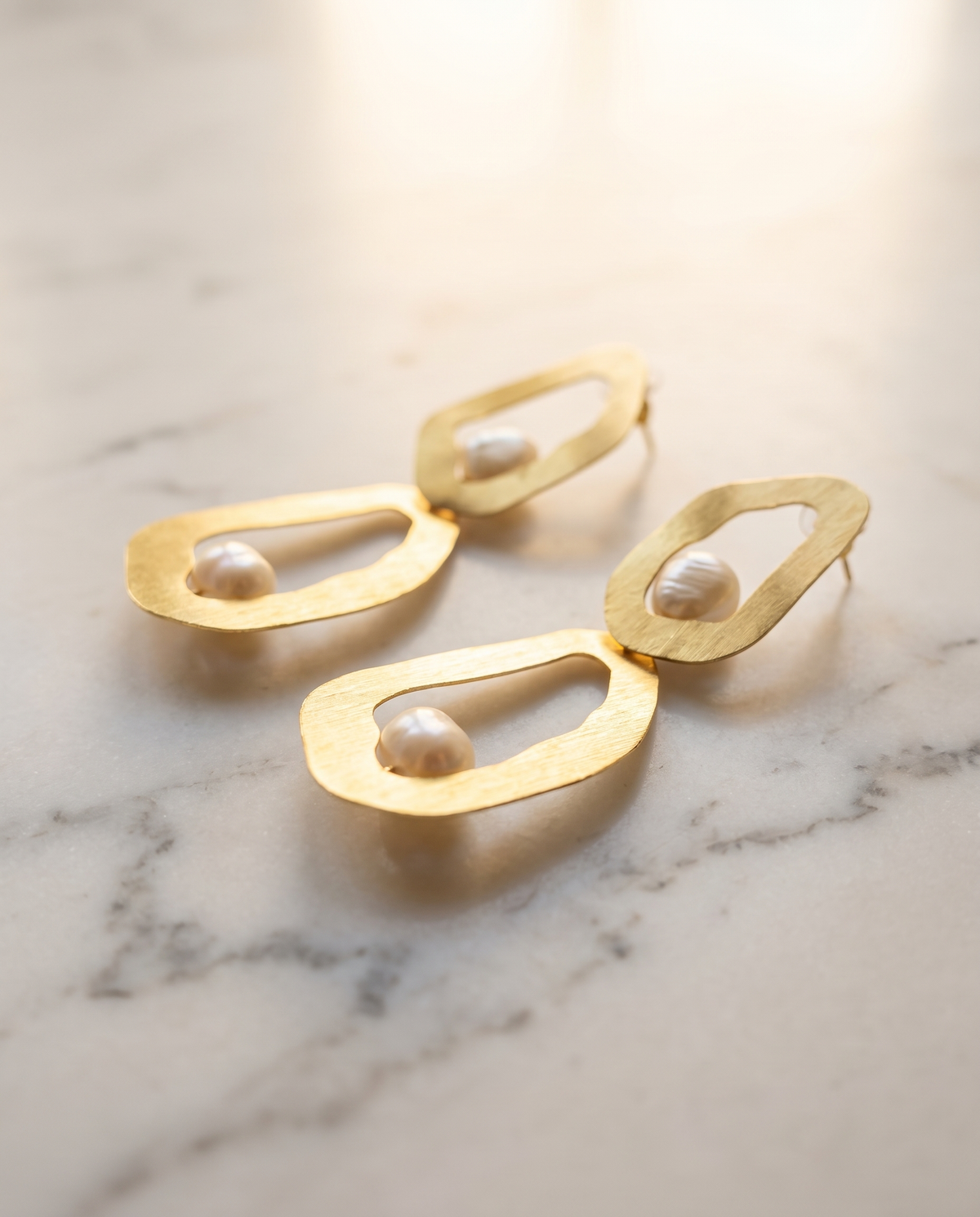 small double hoop earrings with pearl