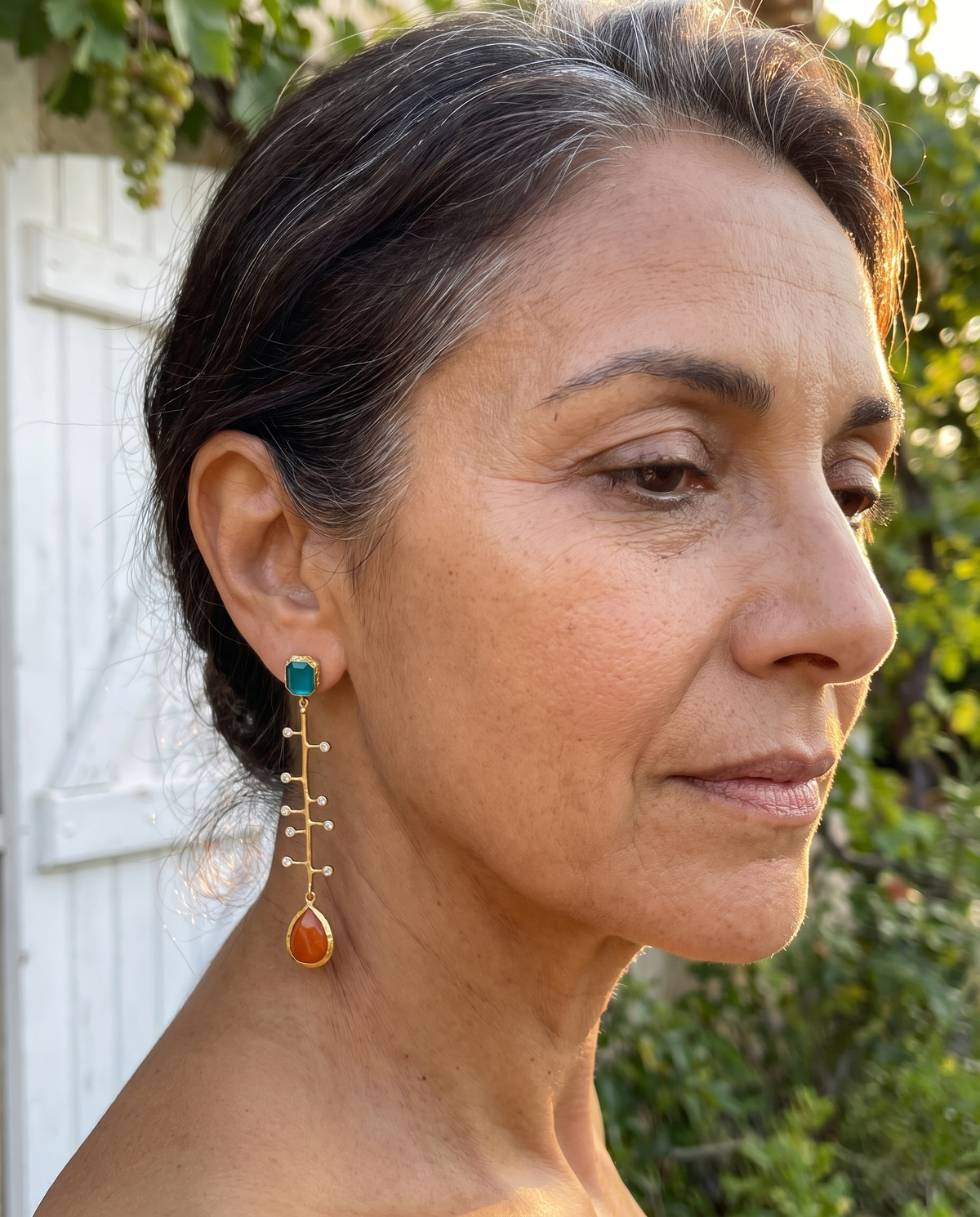 ultra long gemstone earrings
