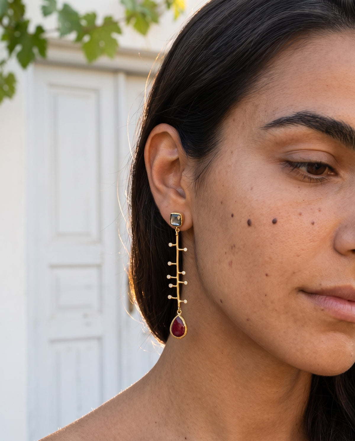 ultra longdrop gemstone earrings