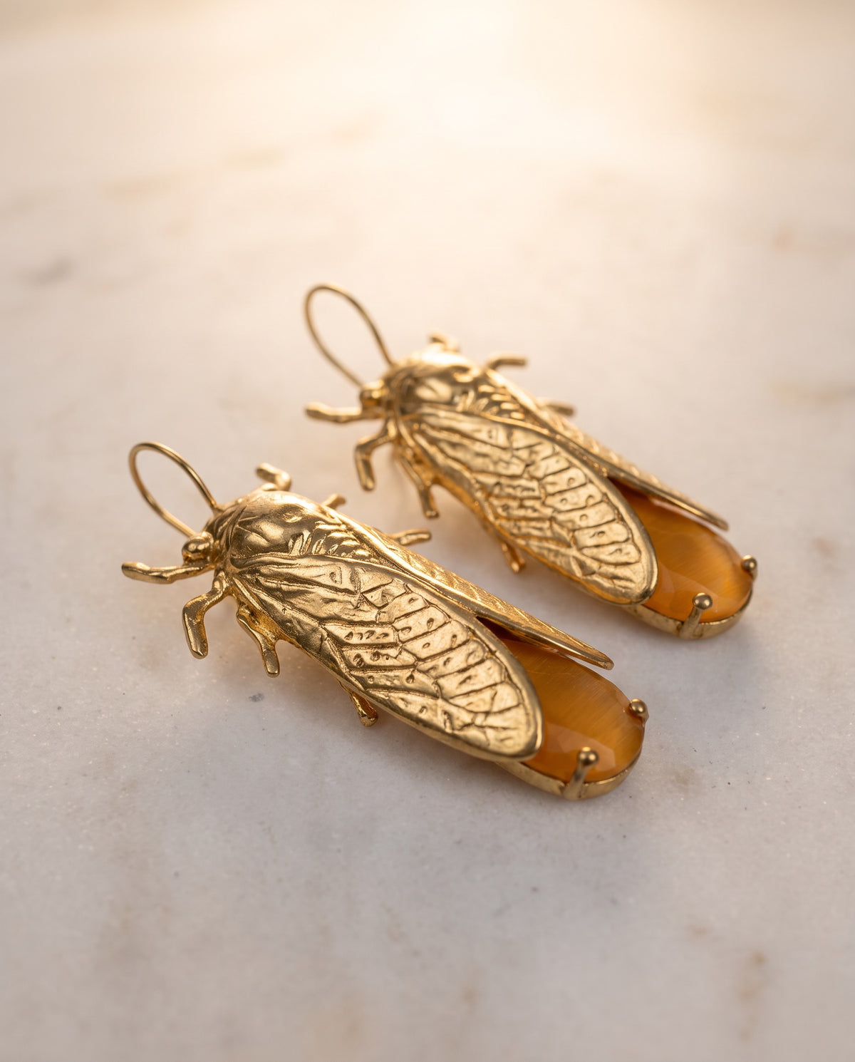 scarab yellow gemstone earrings