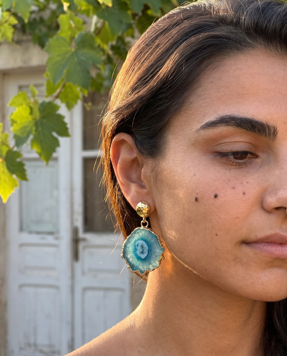 Sea Level | Natural Agate Drop Earrings