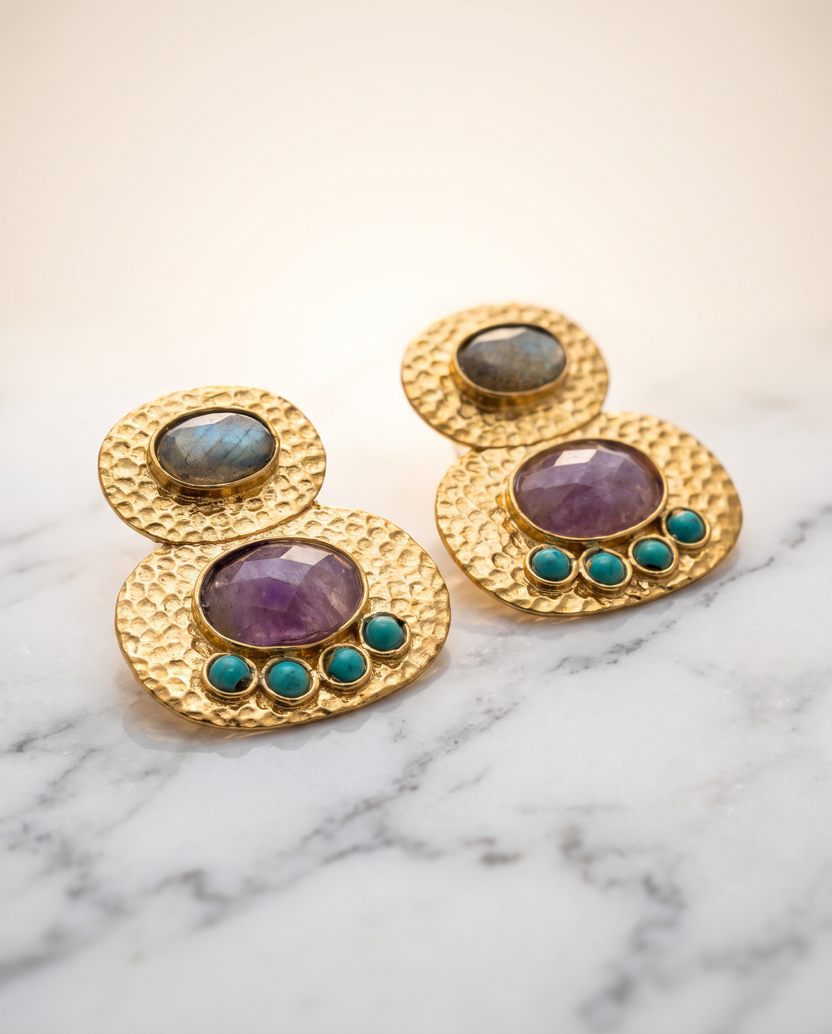 the eclectic multi gemstone statement earrings
