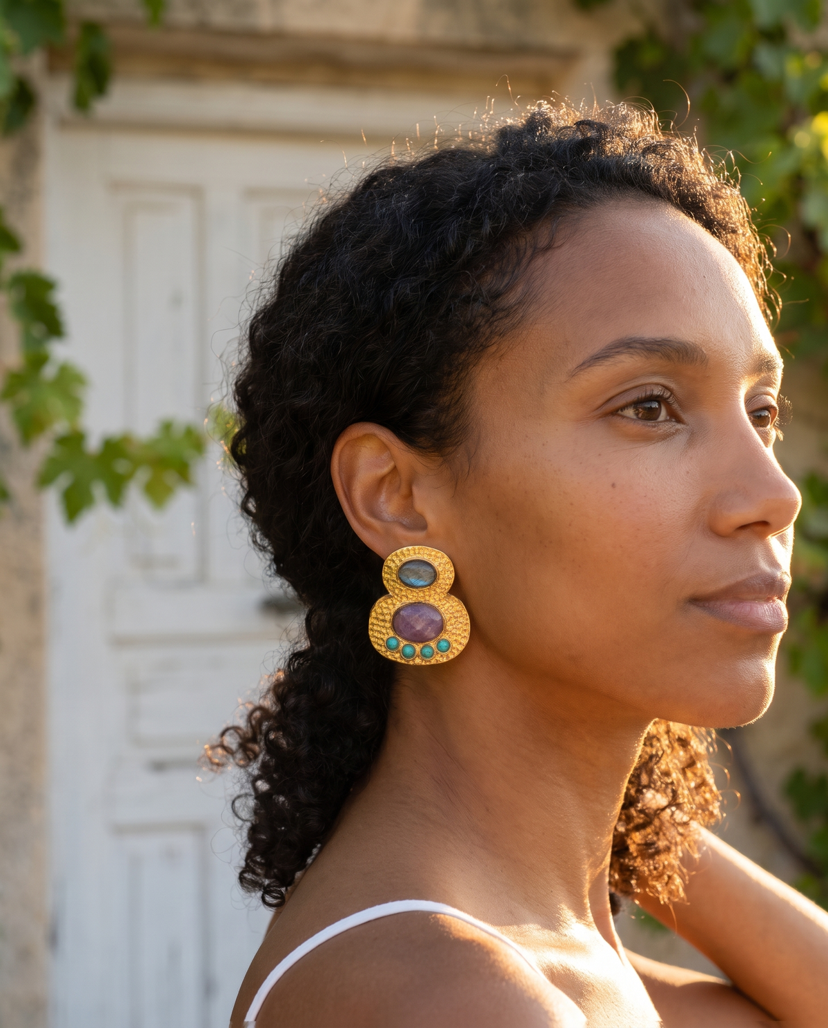 the eclectic multi gemstone statement earrings
