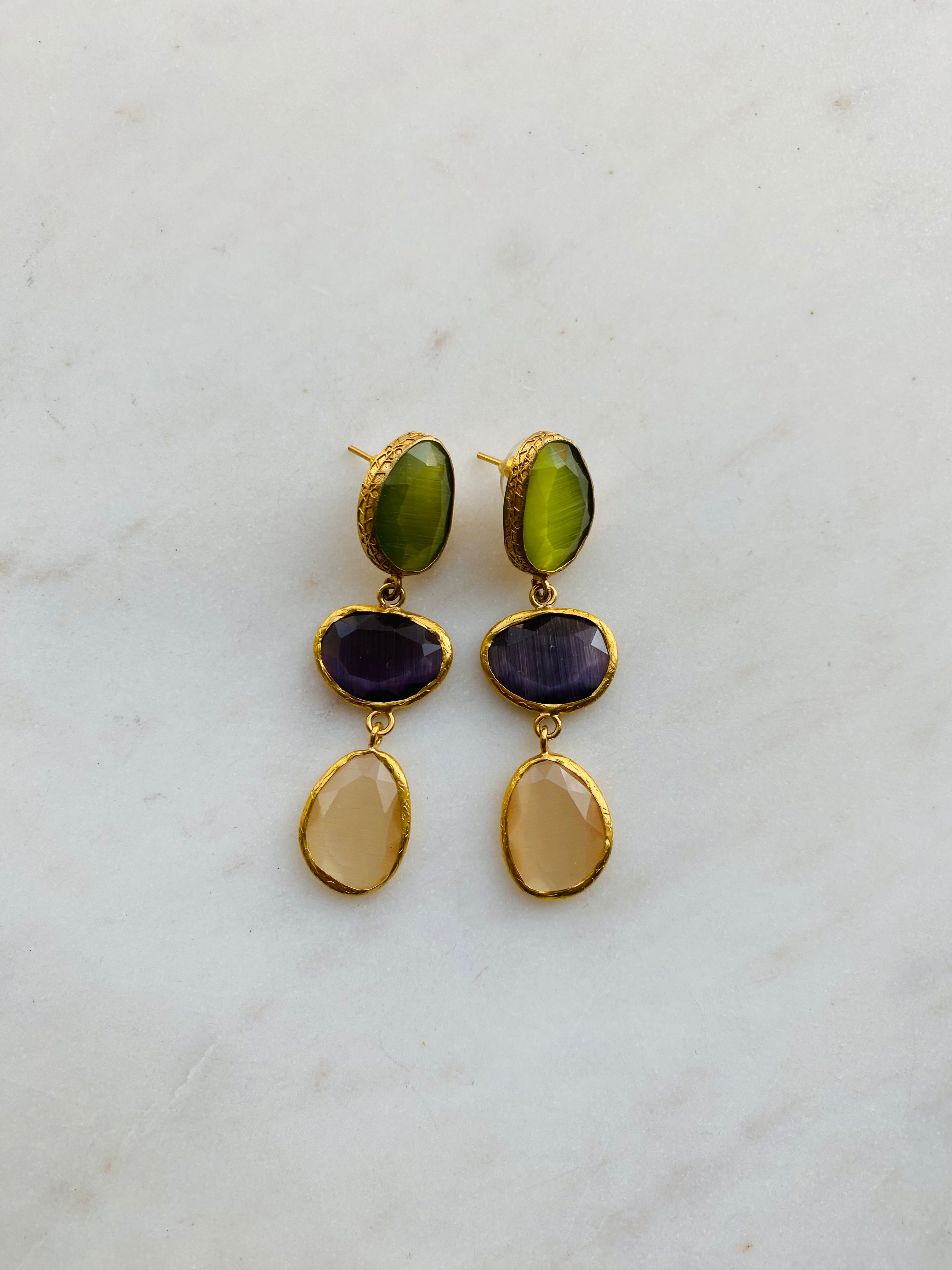 longdrop colorful gemstone earrings