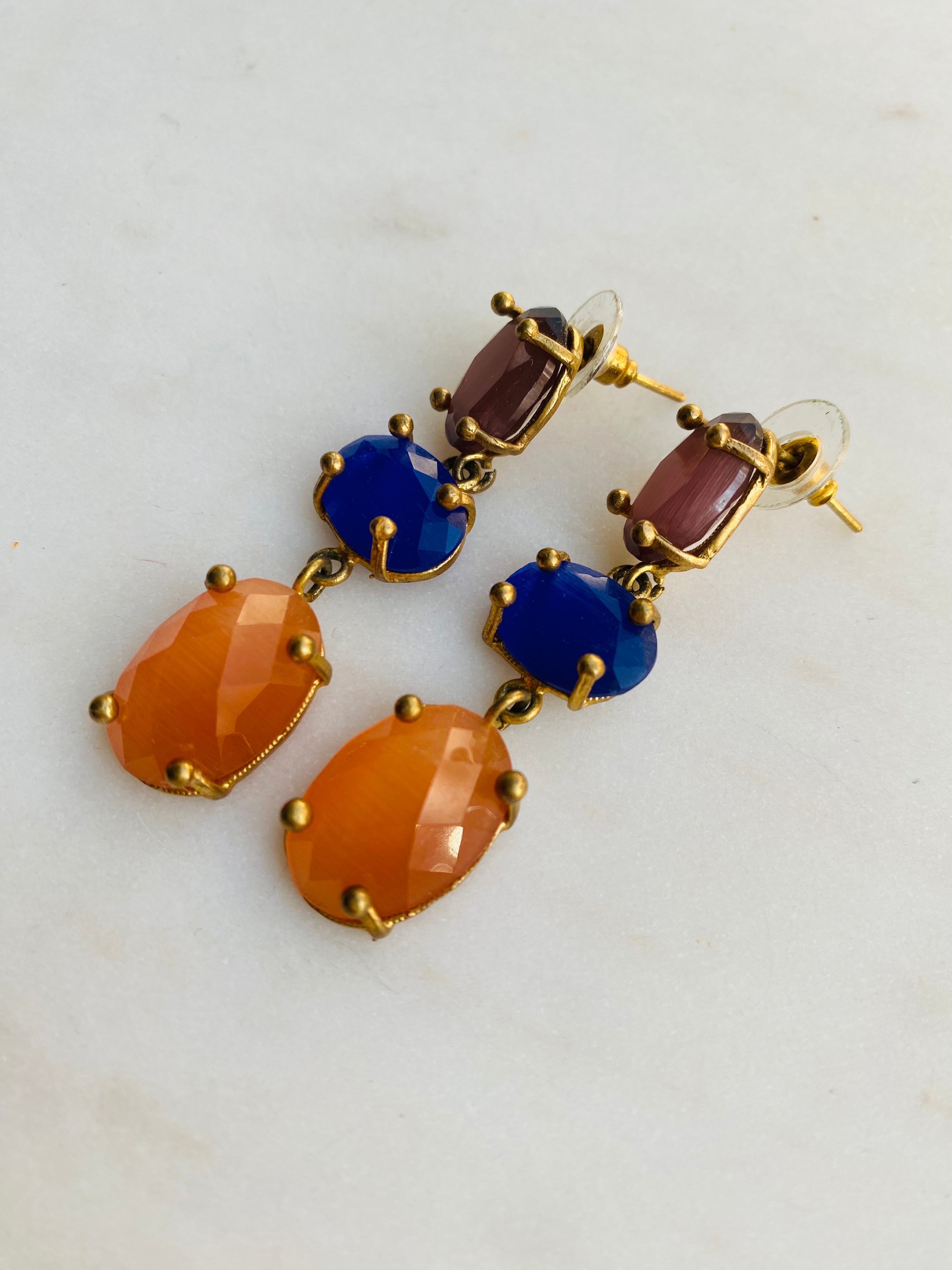 earrings with colorful natural stones