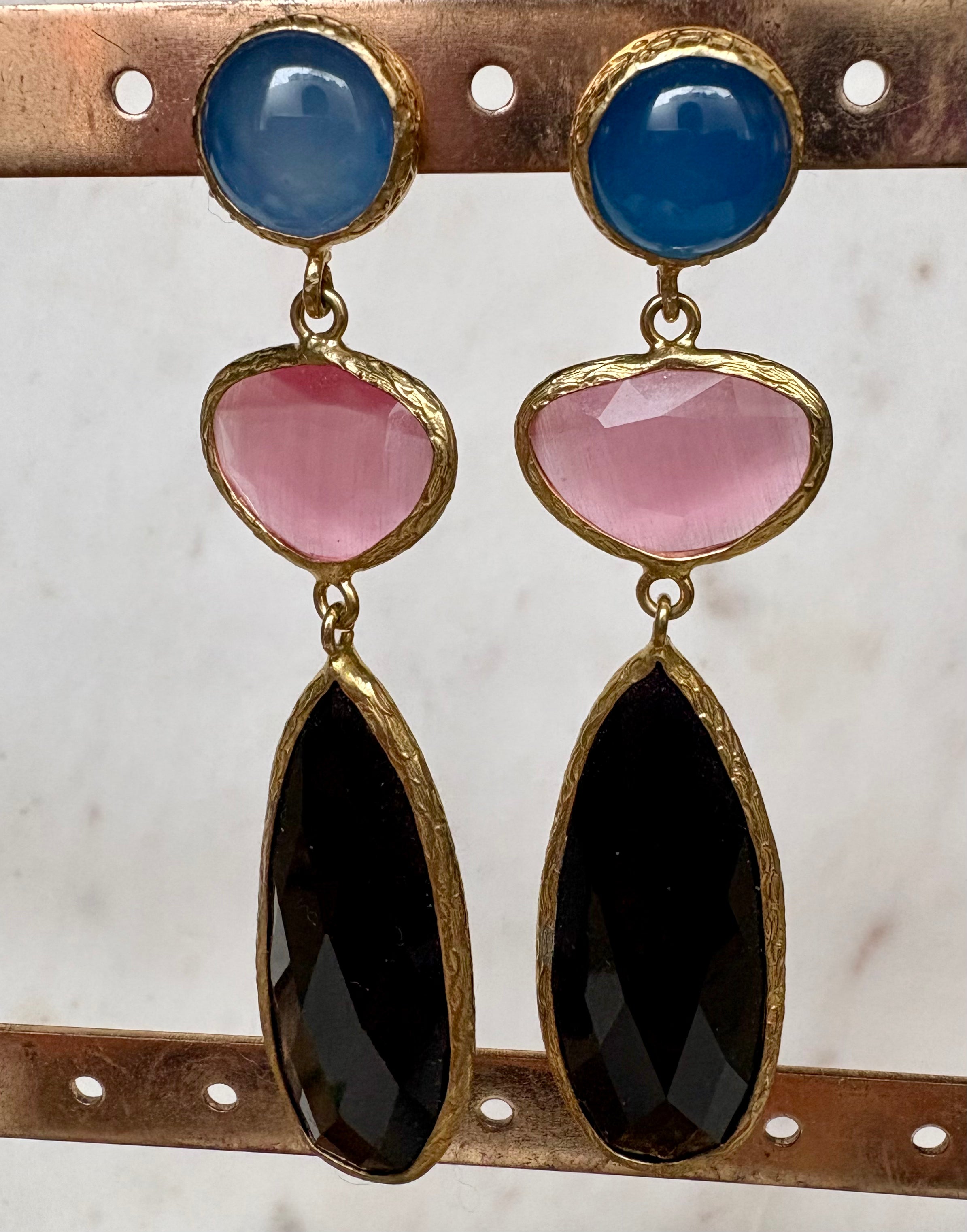 Statement drop earrings with Color