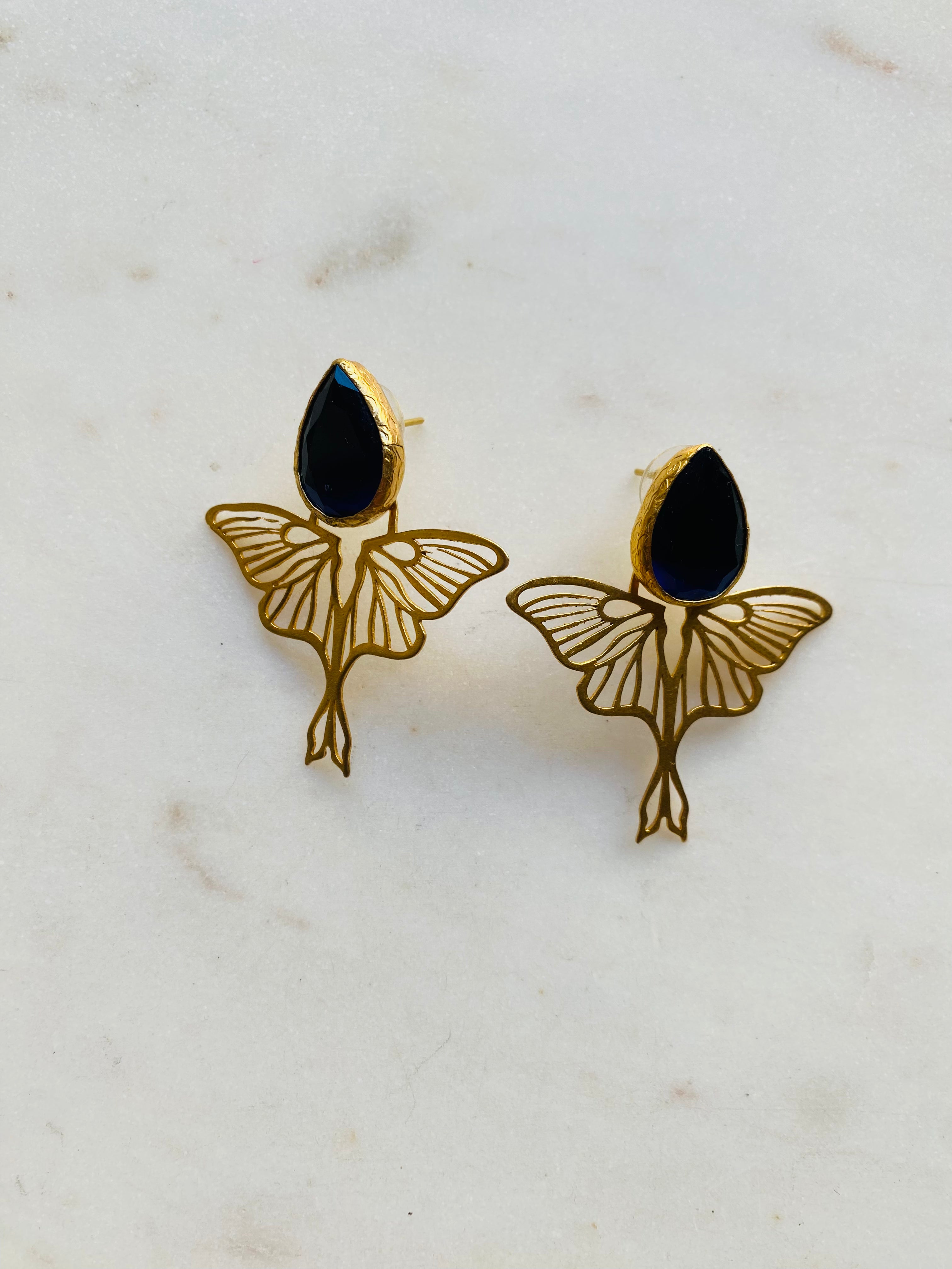 gold design butterfly earrings