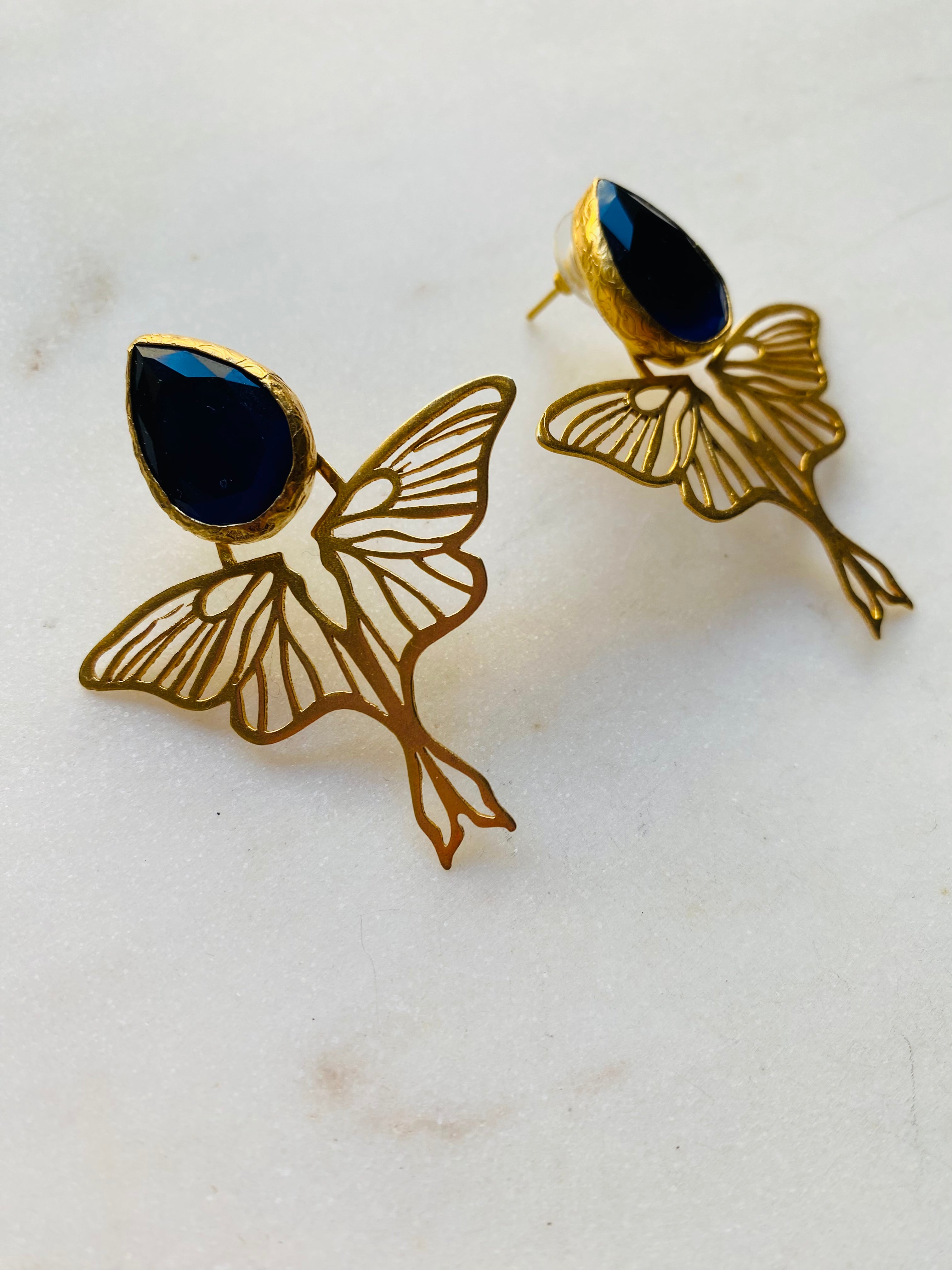 gold design butterfly earrings