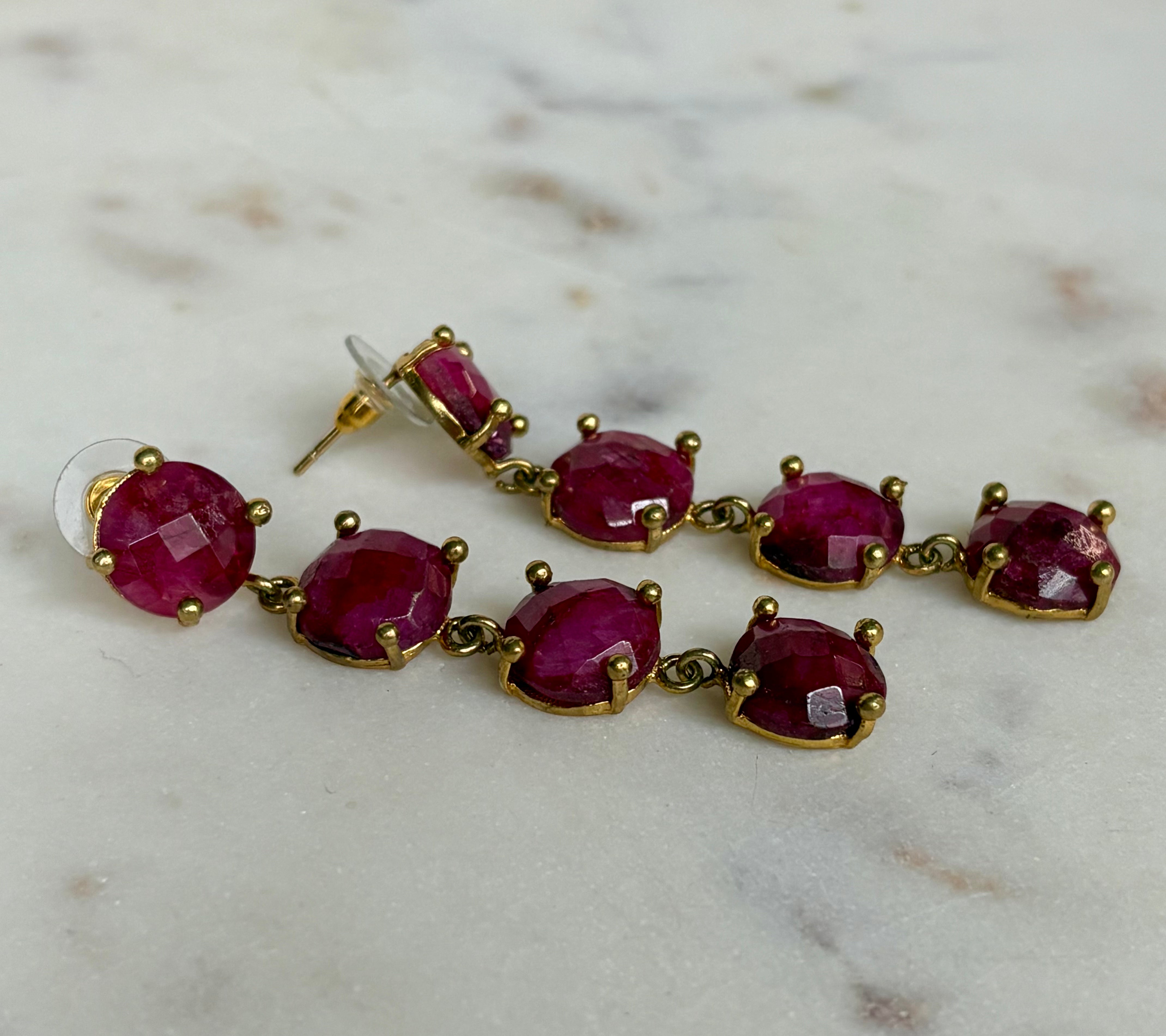 burgundy stacked drop earrings