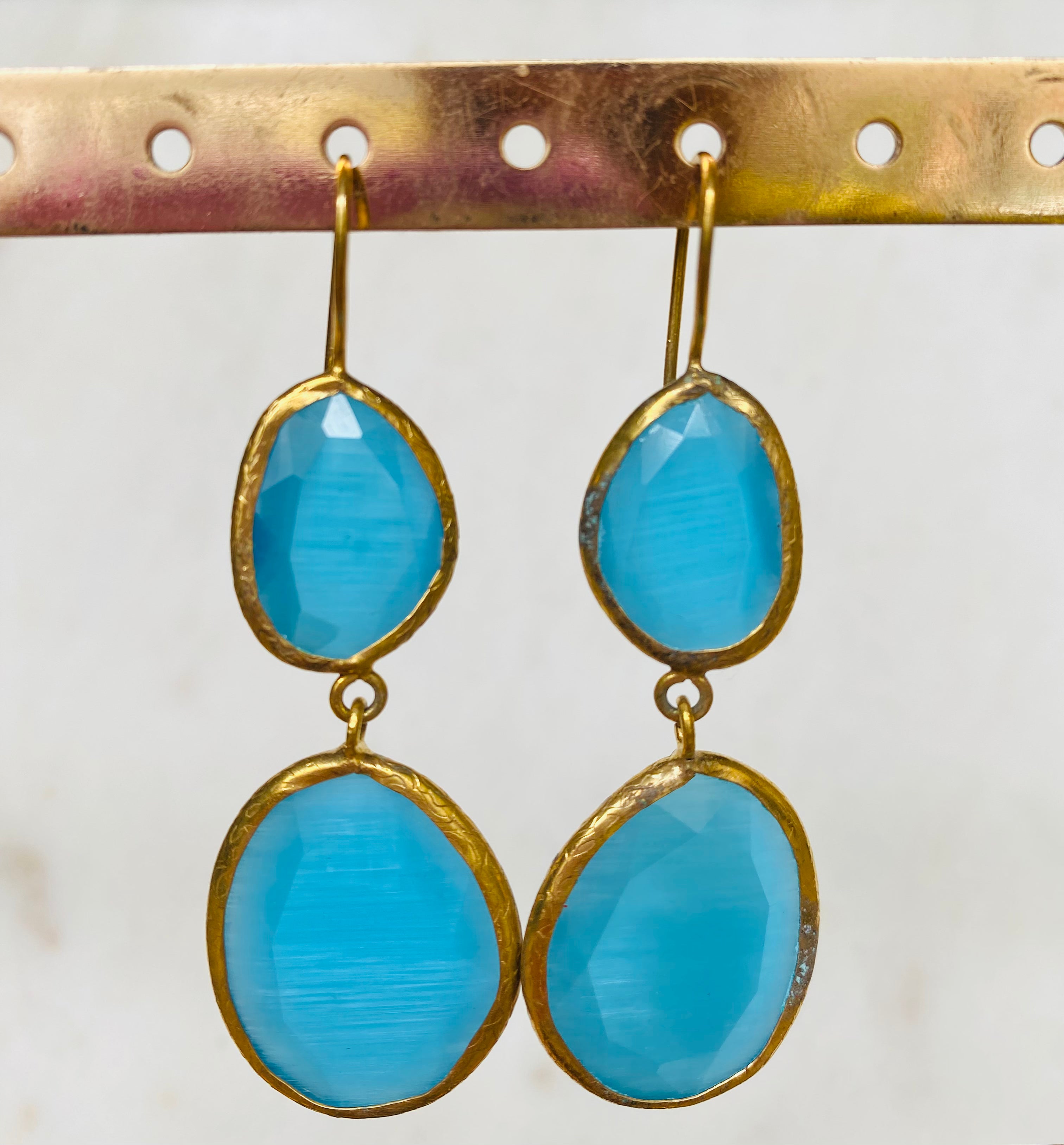 fresh double blue drop earrings