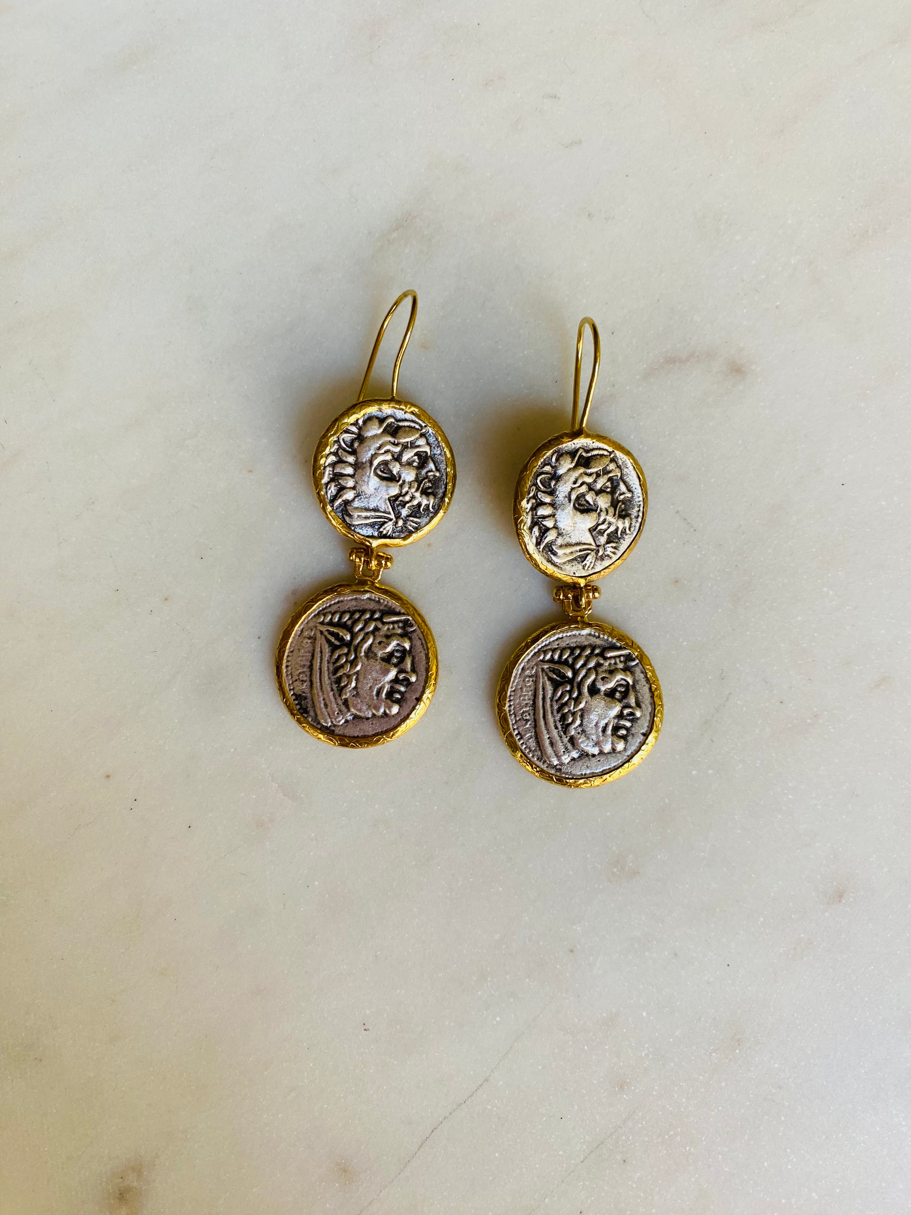 long drop coin earrings