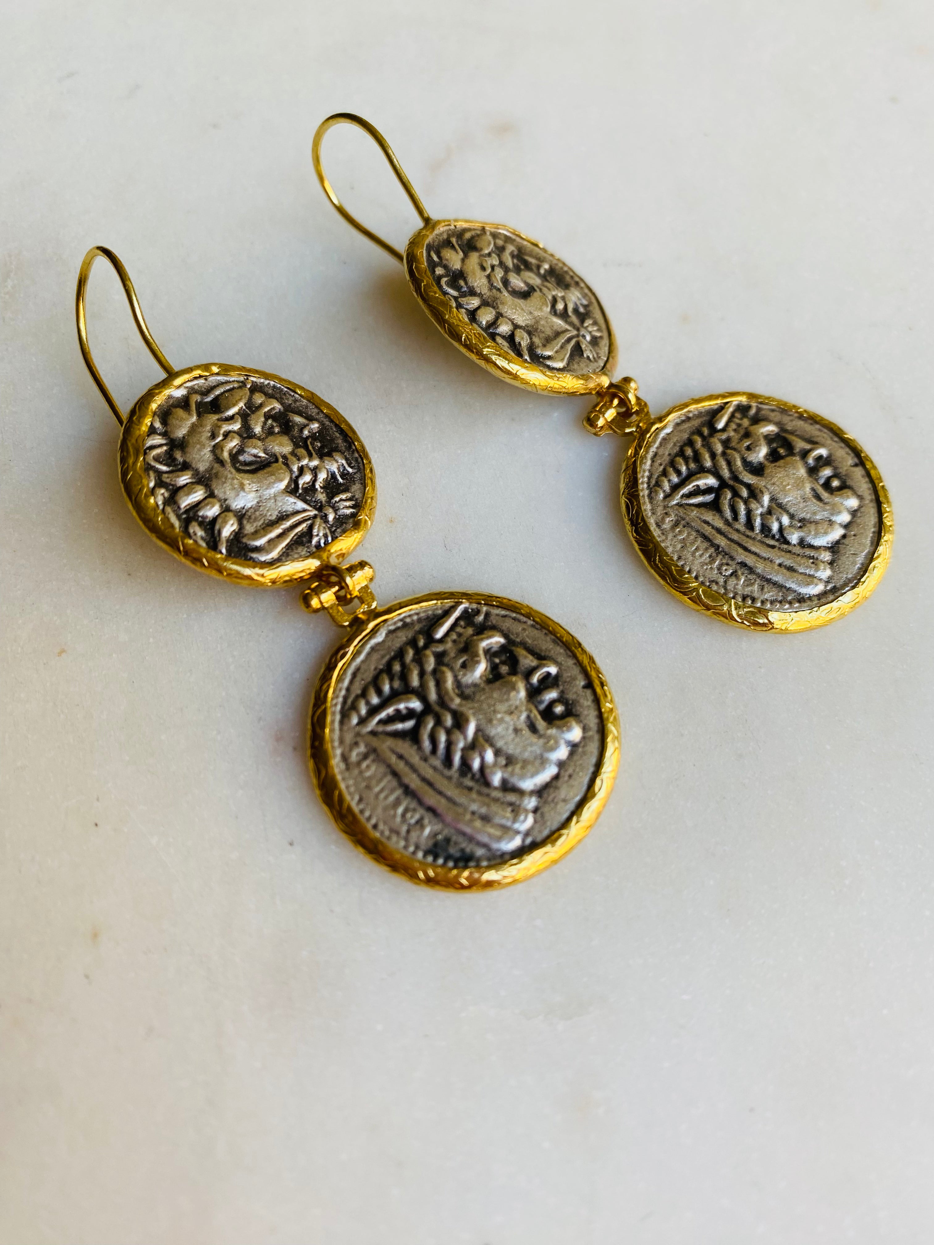 long drop coin earrings