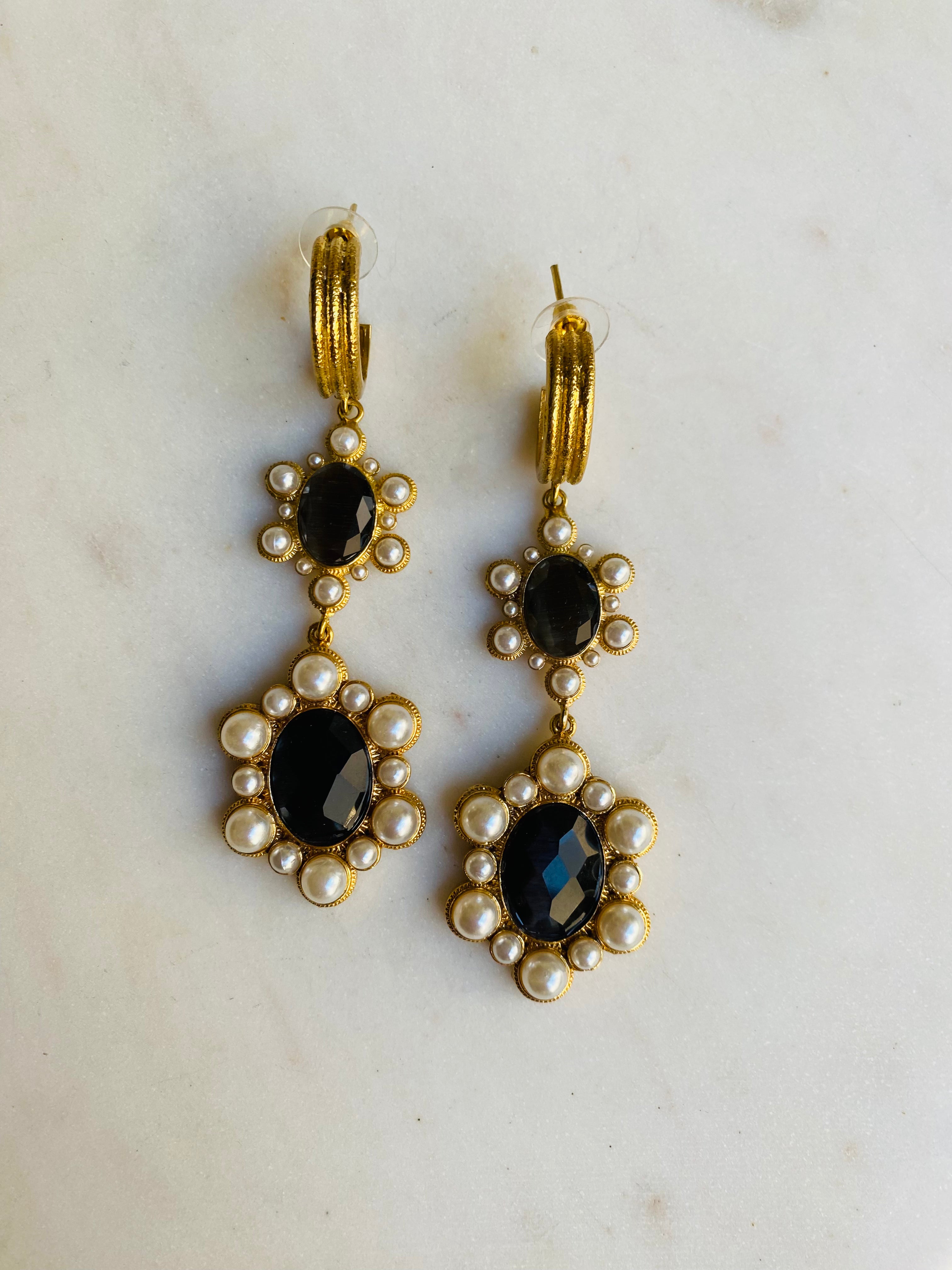 long drop baroque style earrings