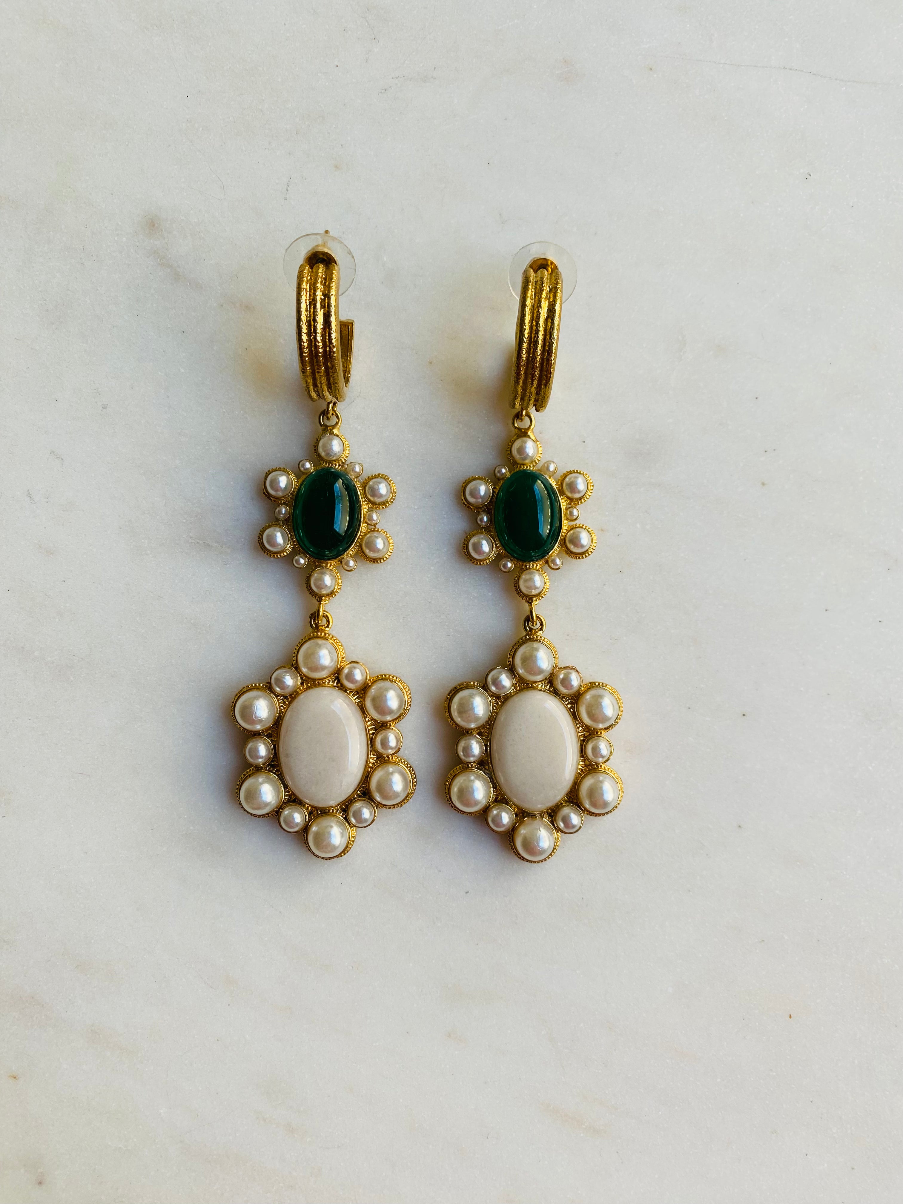 long drop baroque style earrings