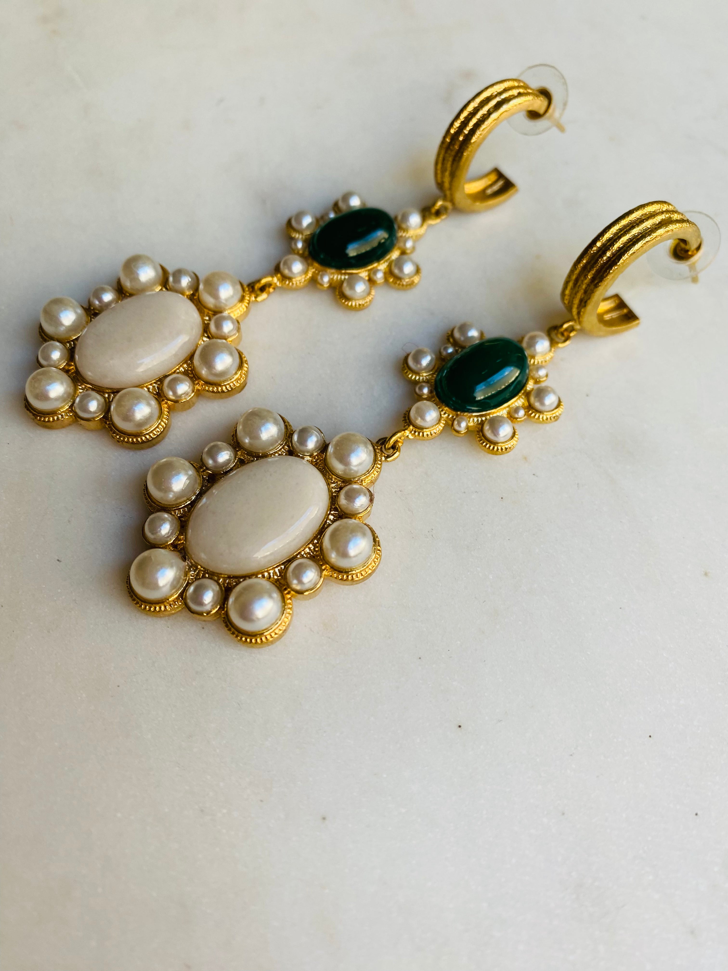 long drop baroque style earrings