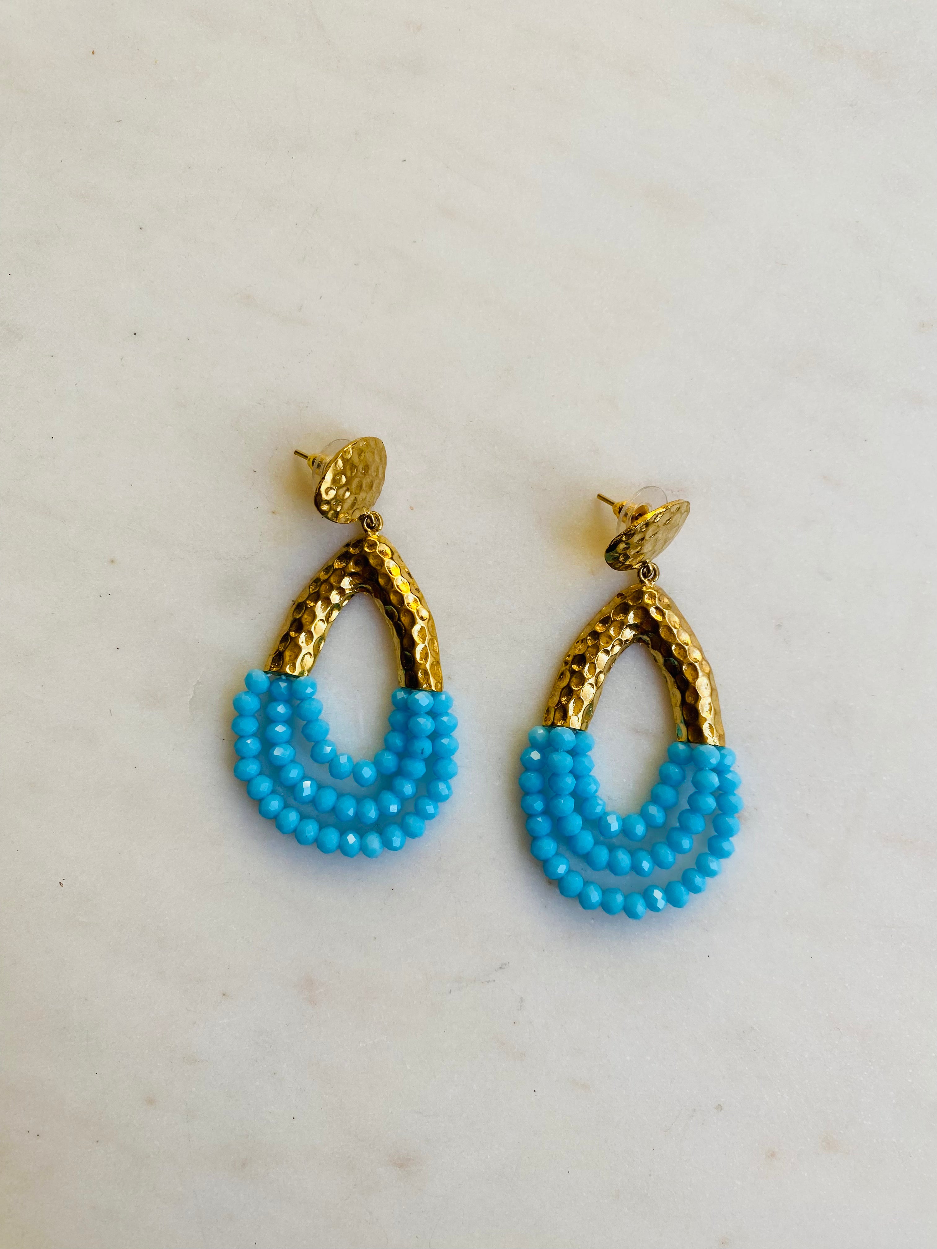 bohemian goldhammered beaded earrings