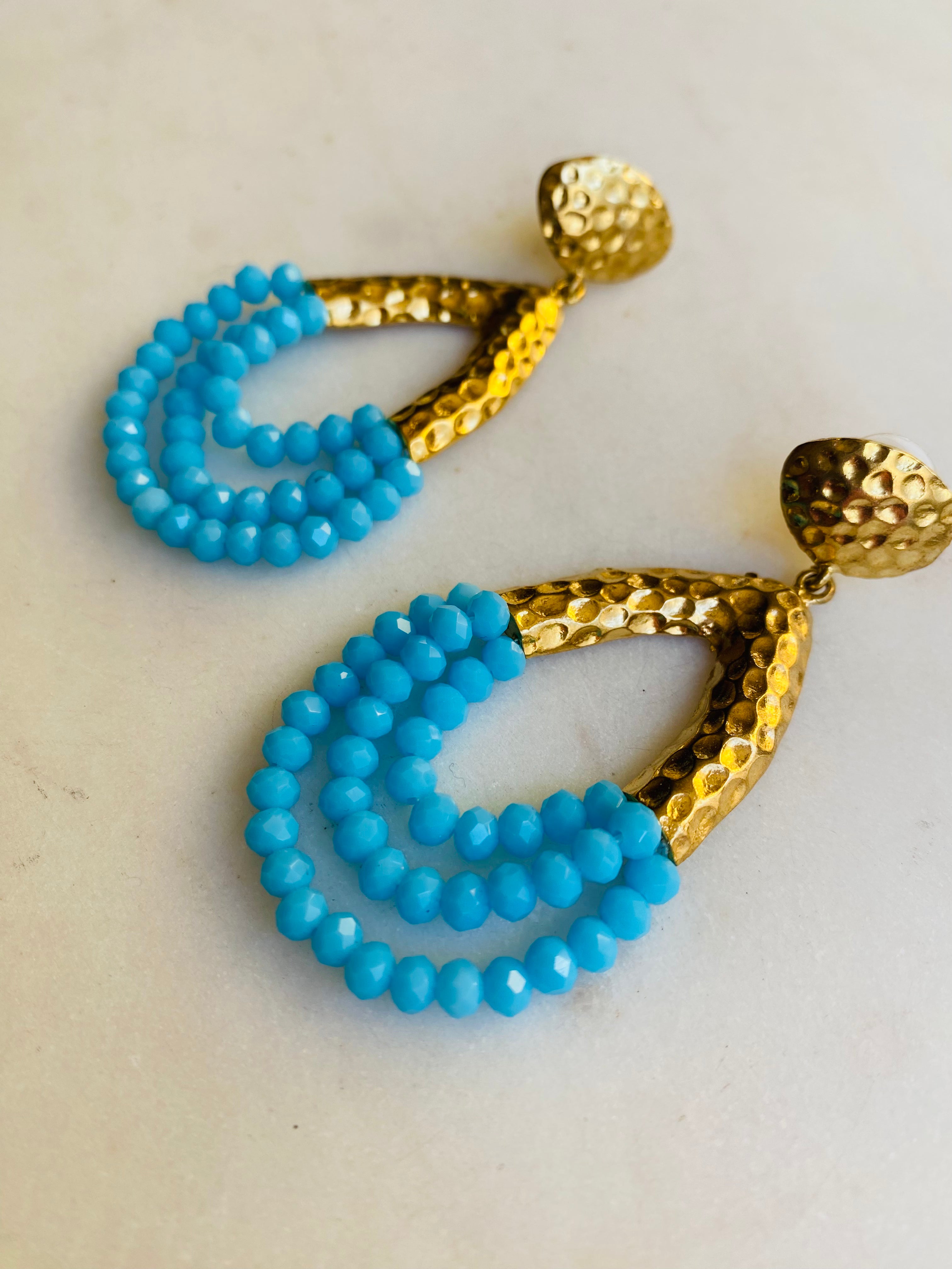 bohemian goldhammered beaded earrings