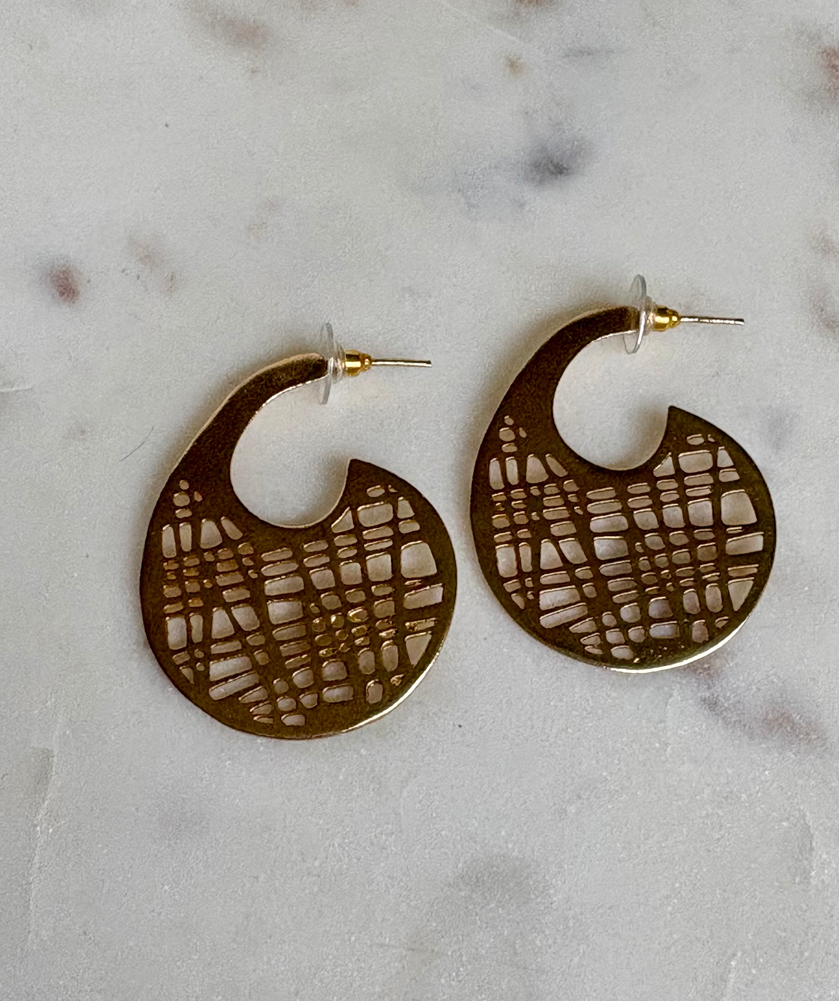 gold sculptural drop earrings