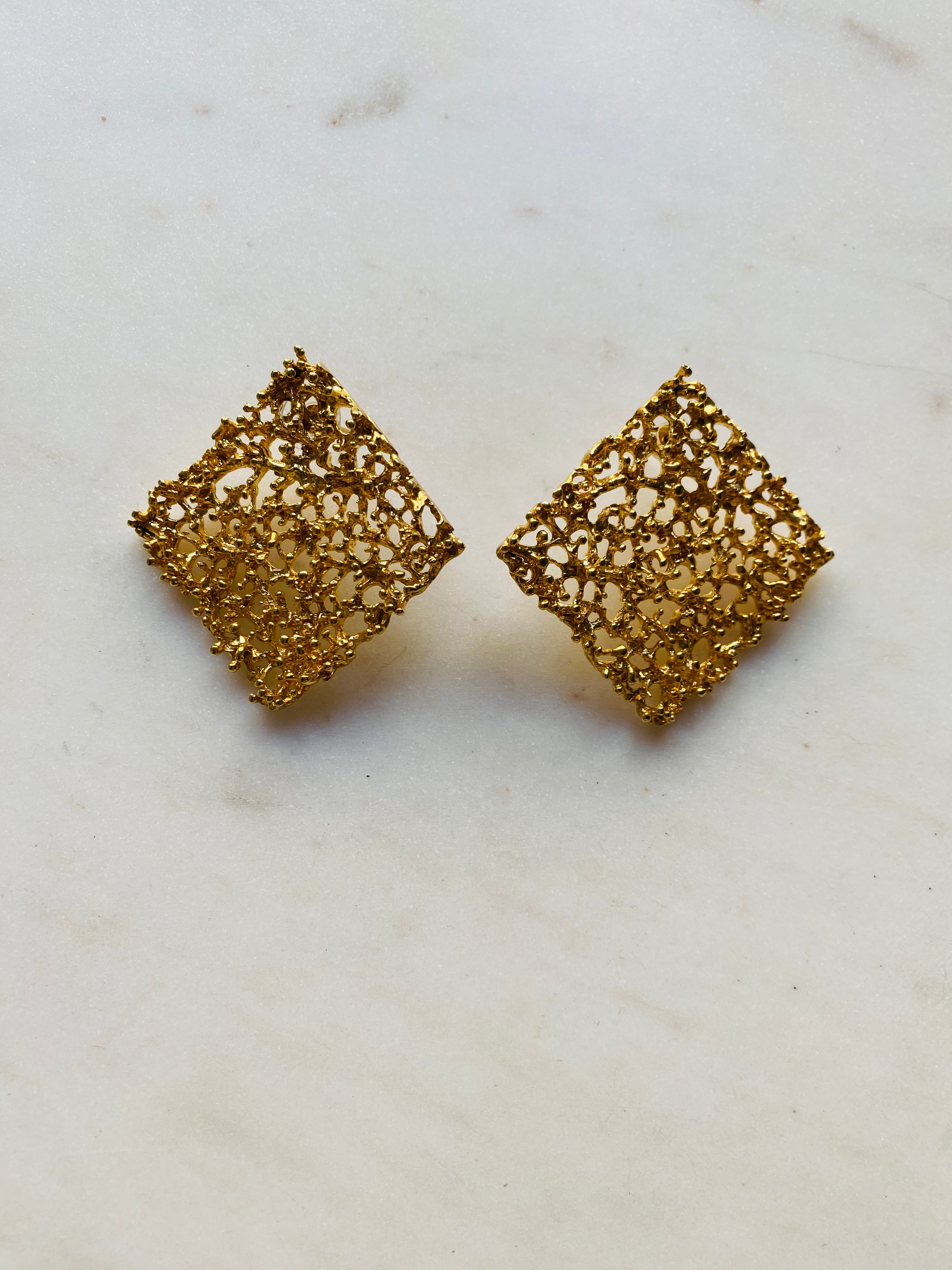 chunky gold textured stud earrings