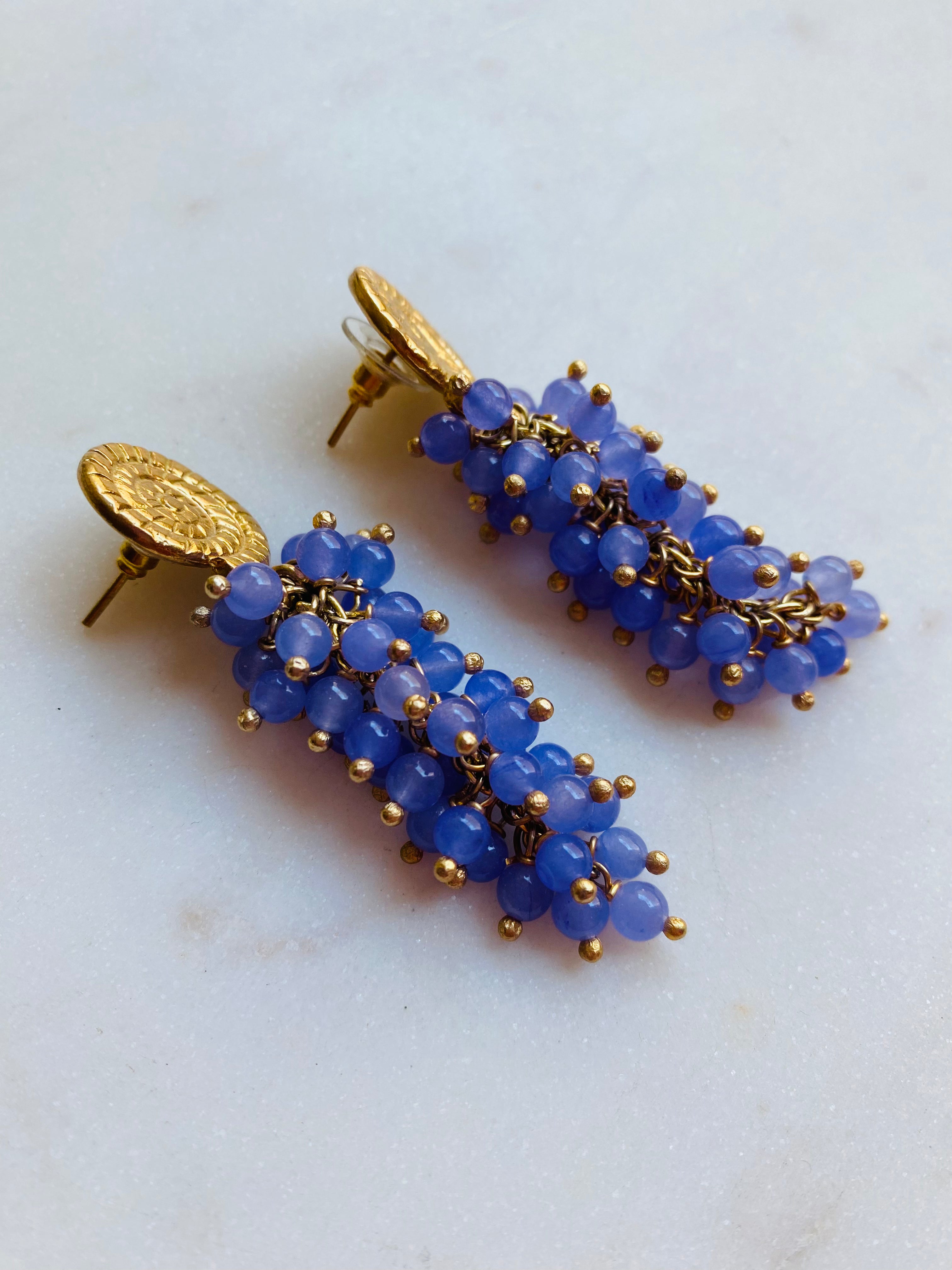 gold stud lilac 'grape' earrings