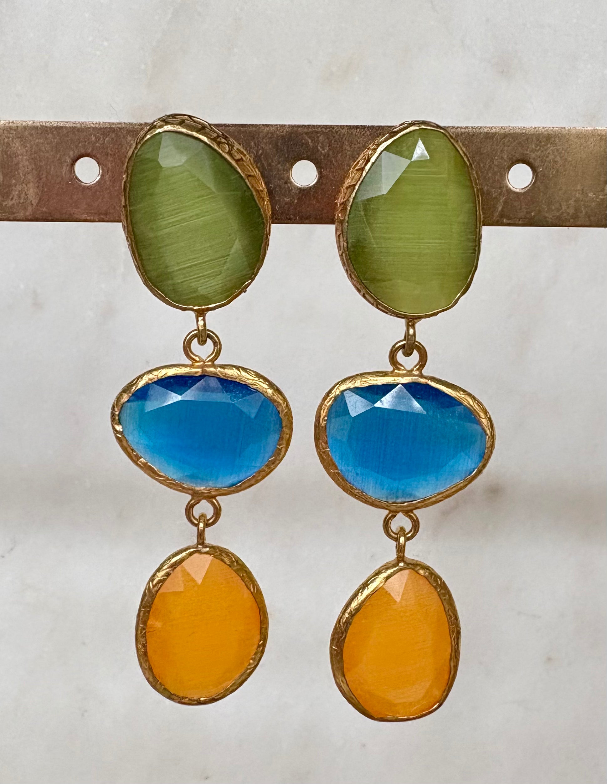 colorful drop gemstone earrings