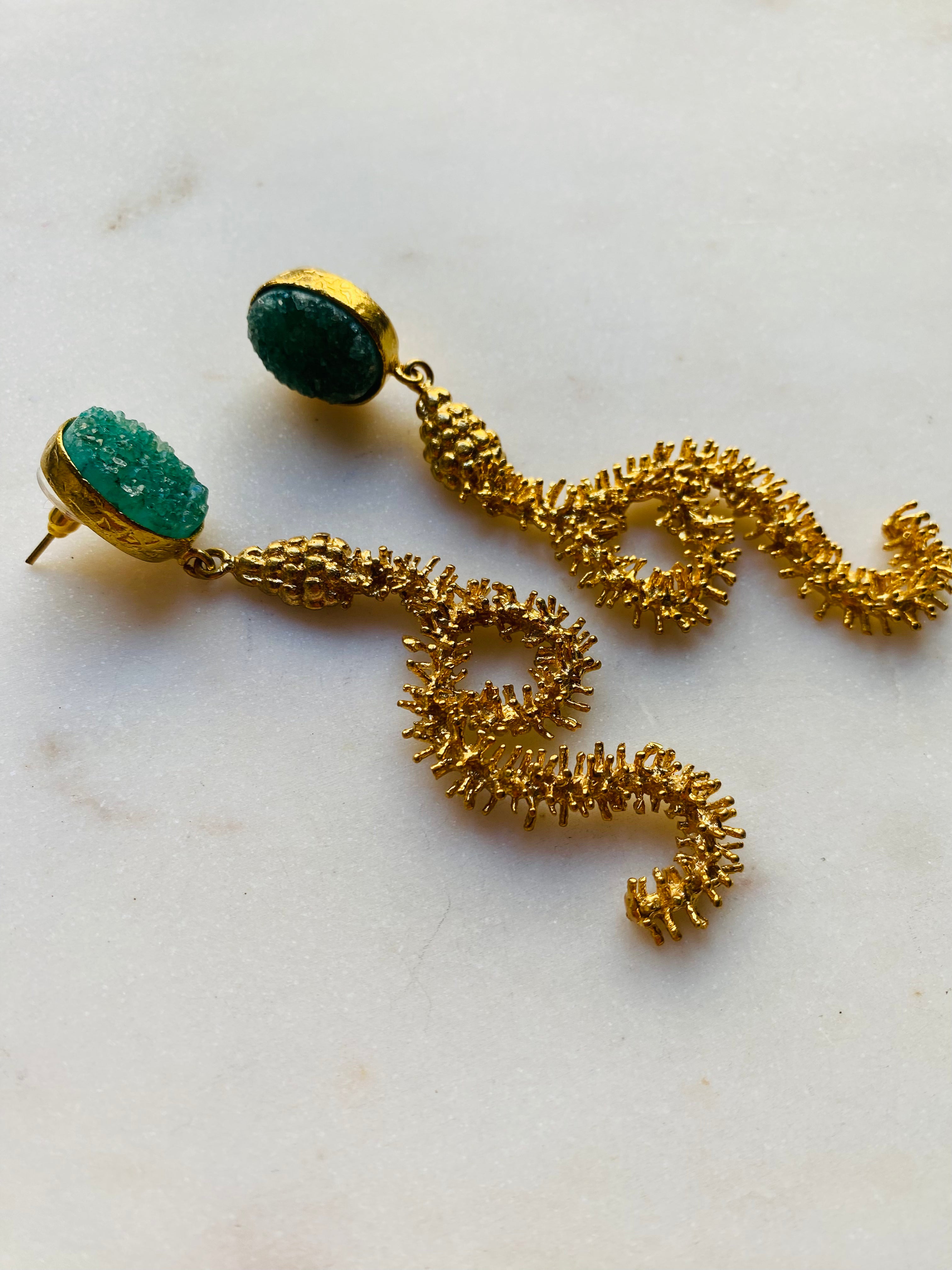 long drop snake shaped earrings