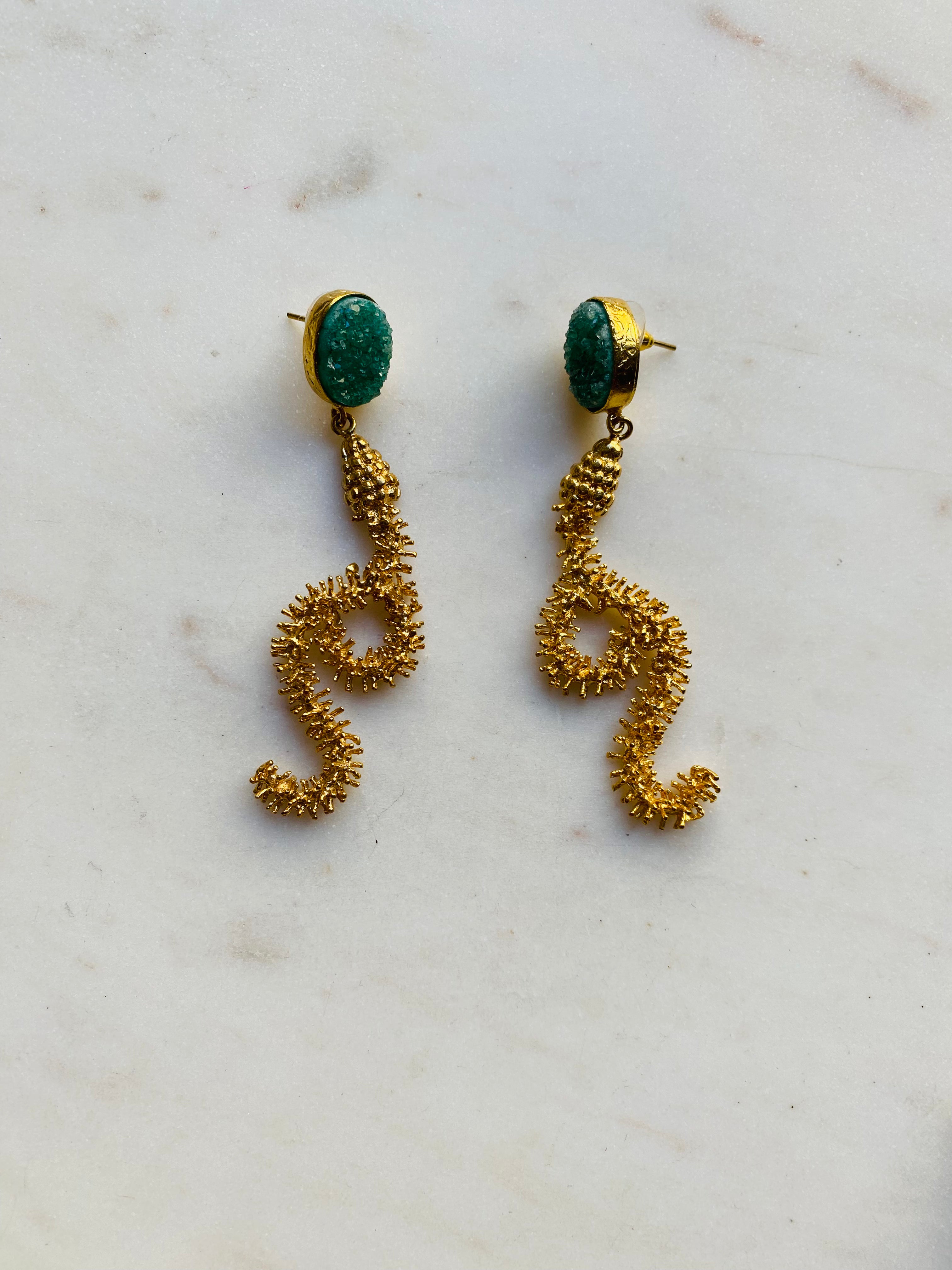 long drop snake shaped earrings