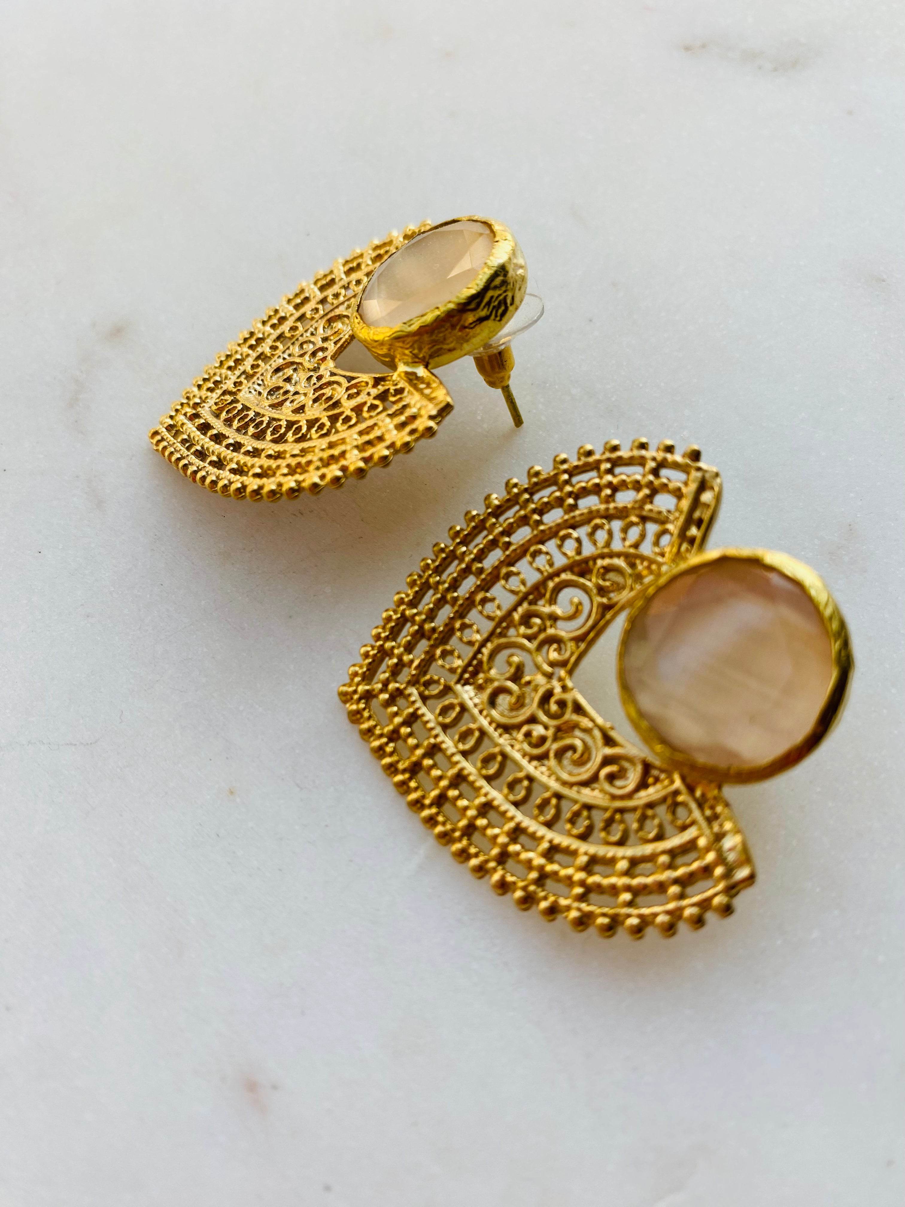 heart shaped gold design stud earrings