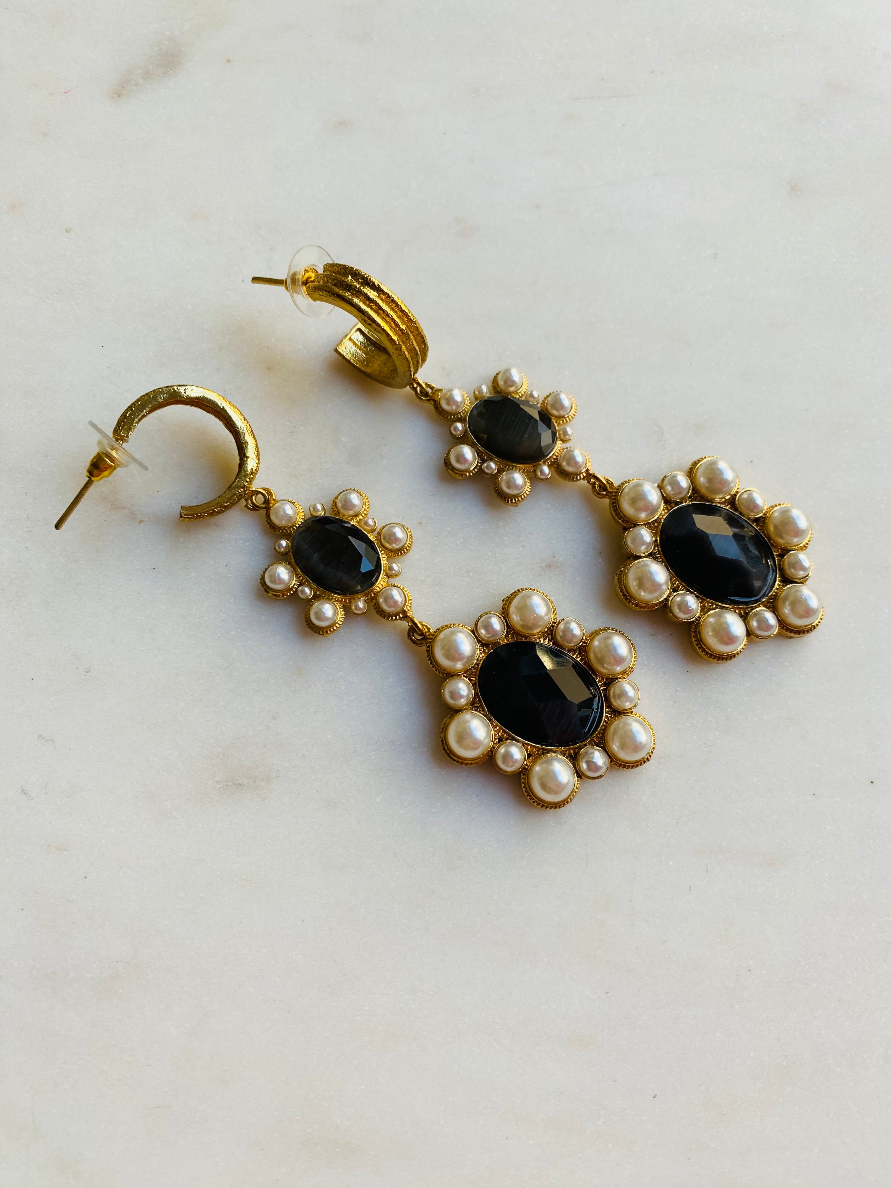 long drop baroque style earrings